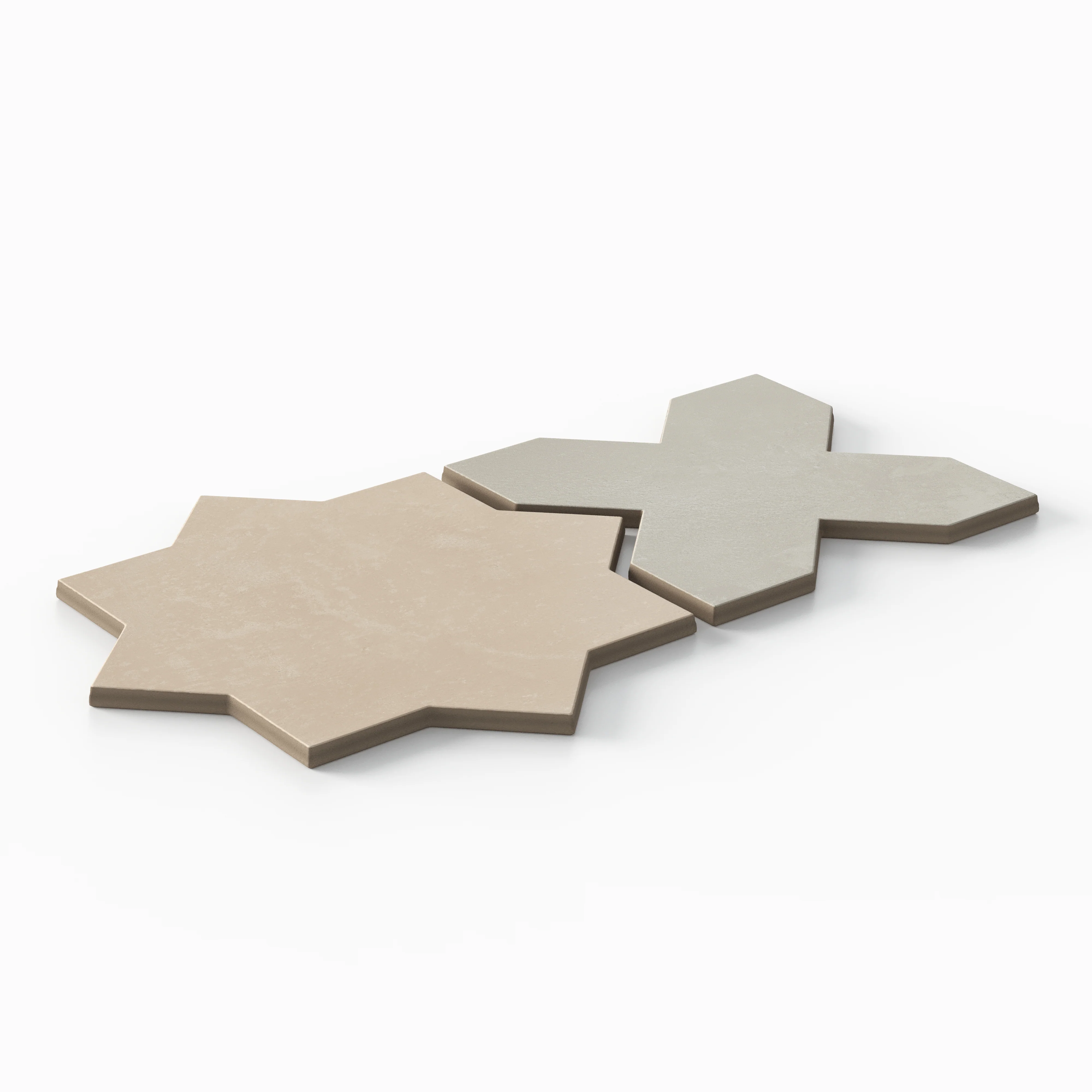 Isabel 11 x 11 Matte Porcelain Tile Star in Almond Mist and Cross in Silverstone - Image 3