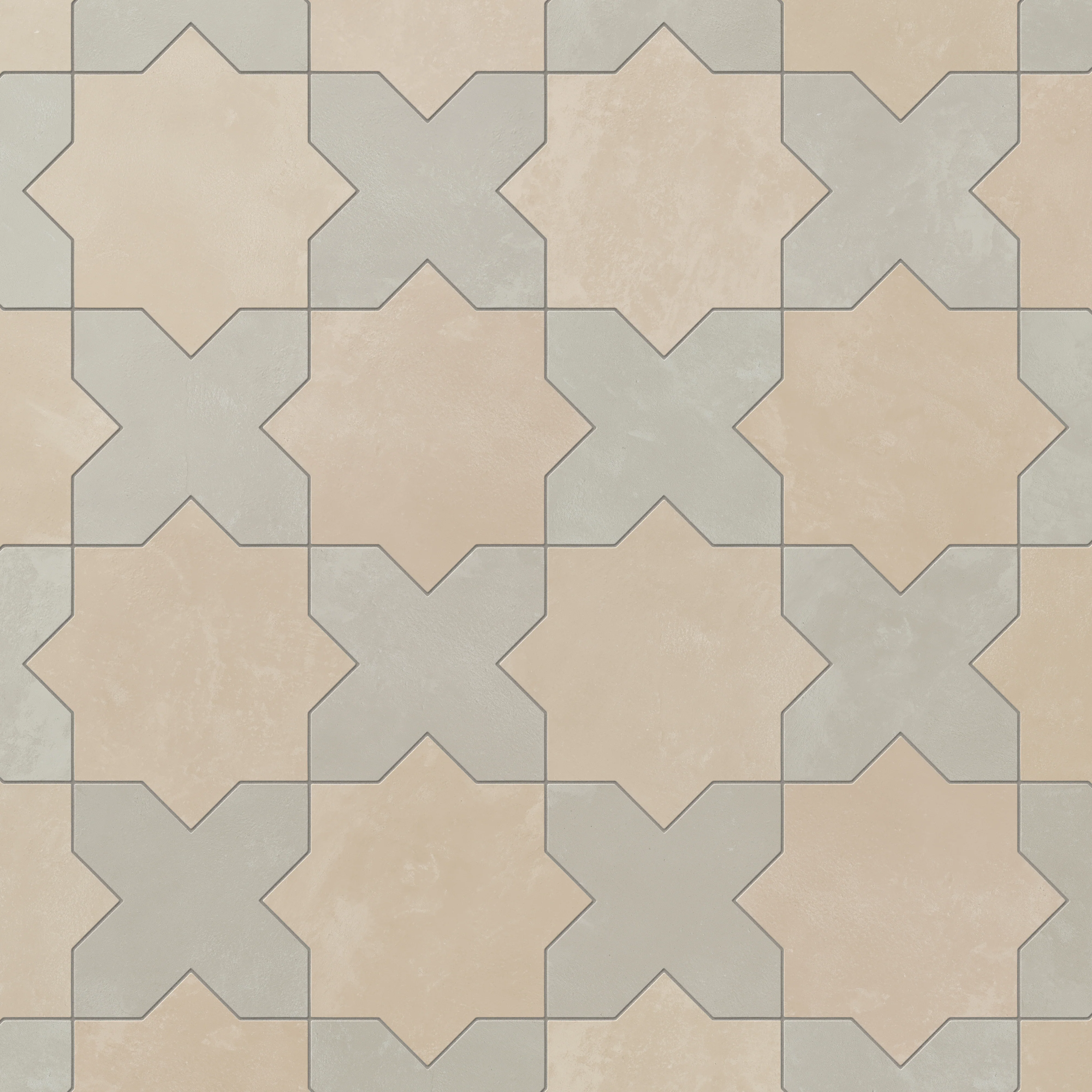 Isabel 11 x 11 Matte Porcelain Tile Star in Almond Mist and Cross in Silverstone - Image 4
