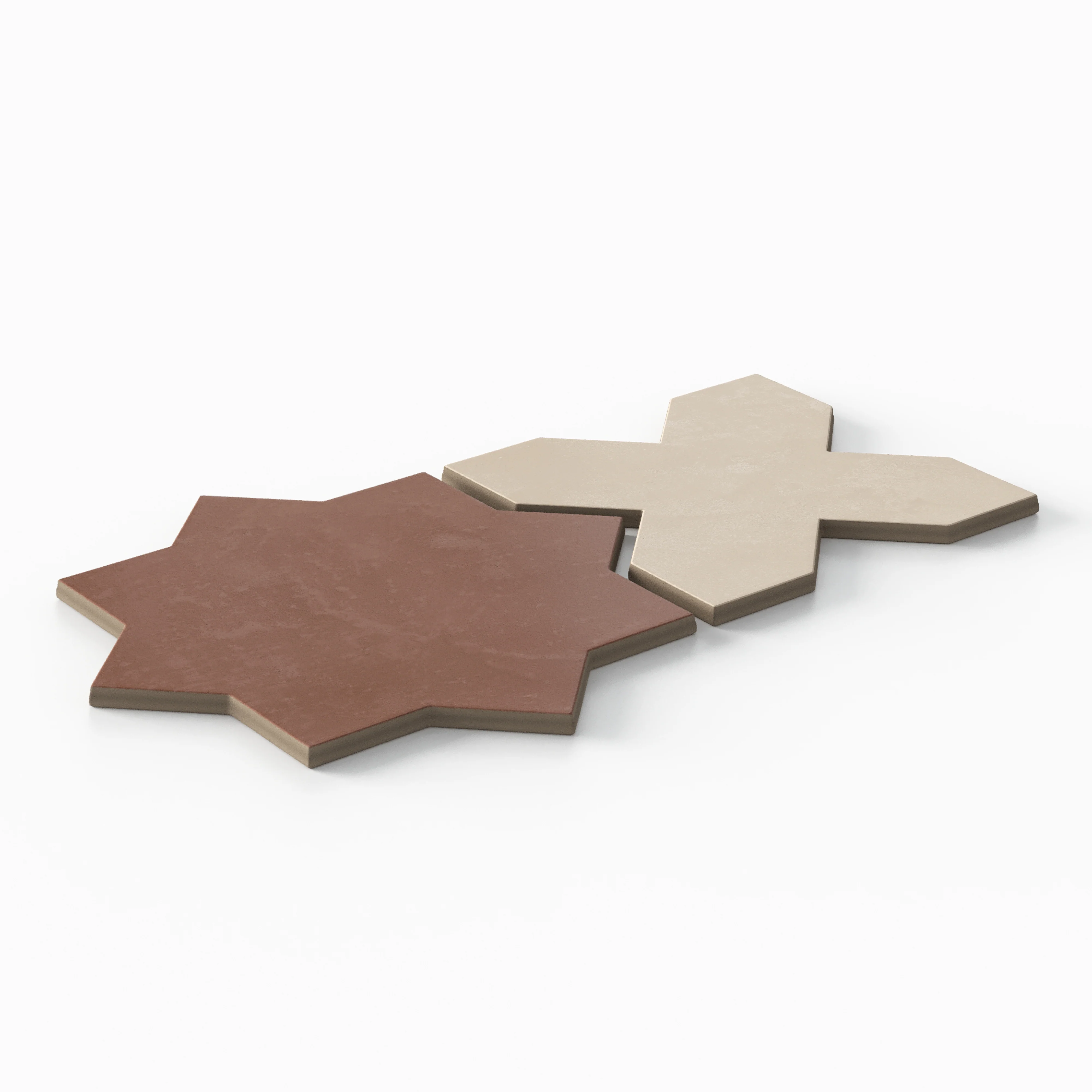 Isabel 11 x 11 Matte Porcelain Tile Star in Burnt Umber and Cross in Almond Mist - Image 3