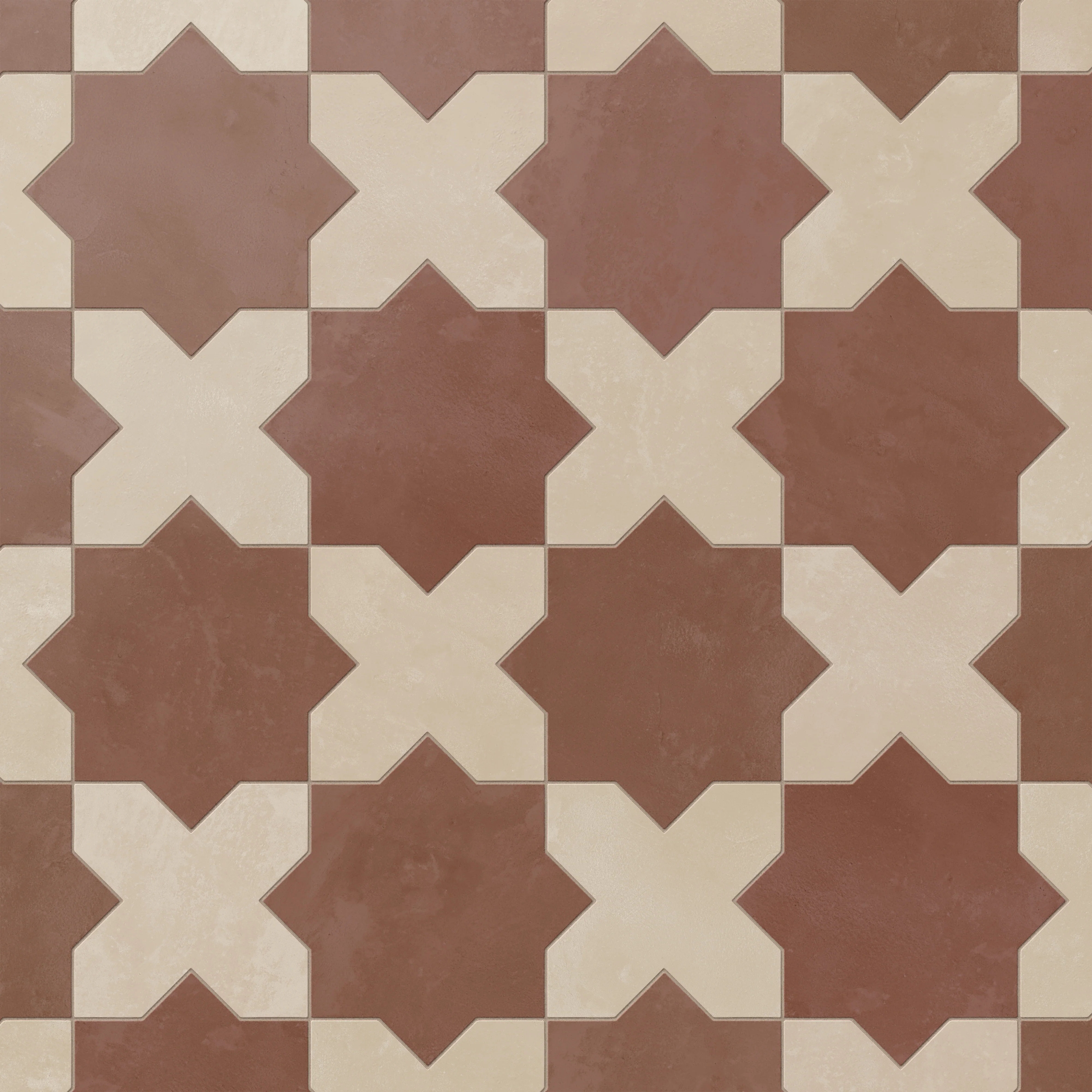 Isabel 11 x 11 Matte Porcelain Tile Star in Burnt Umber and Cross in Almond Mist - Image 4
