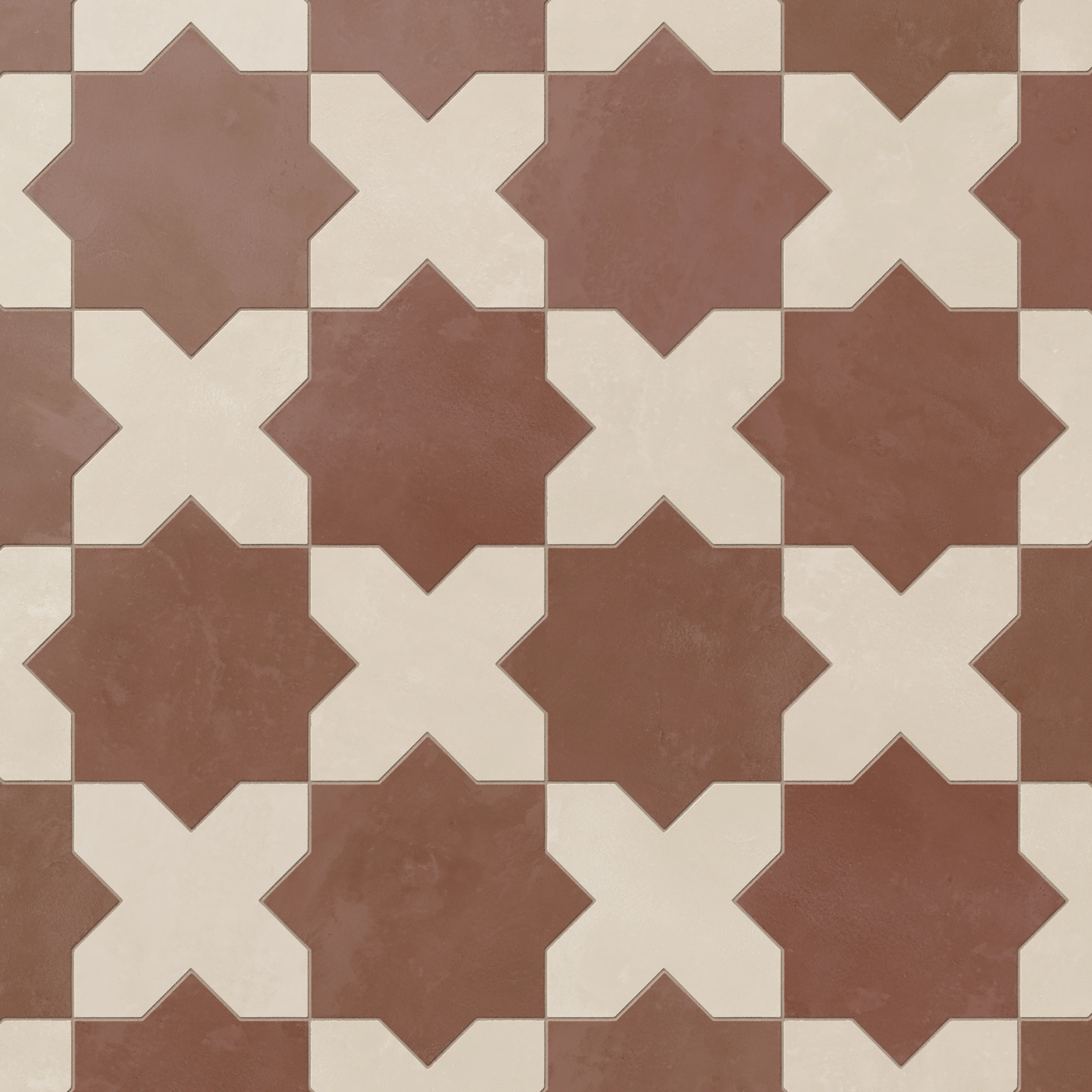 Isabel 11 x 11 Matte Porcelain Tile Star in Burnt Umber and Cross in Frosted Linen - Image 5