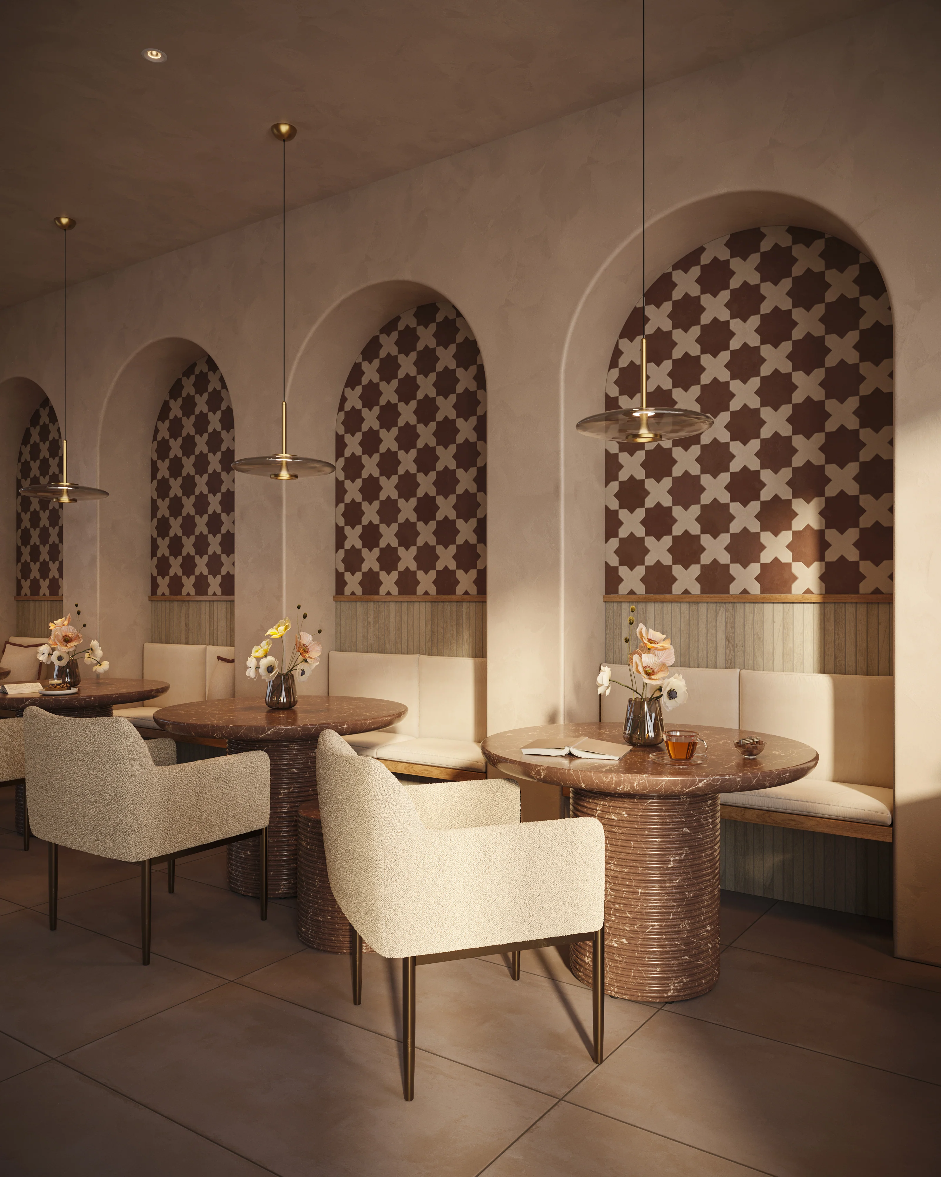 Isabel 11 x 11 Matte Porcelain Tile Star in Burnt Umber and Cross in Frosted Linen - Image 6
