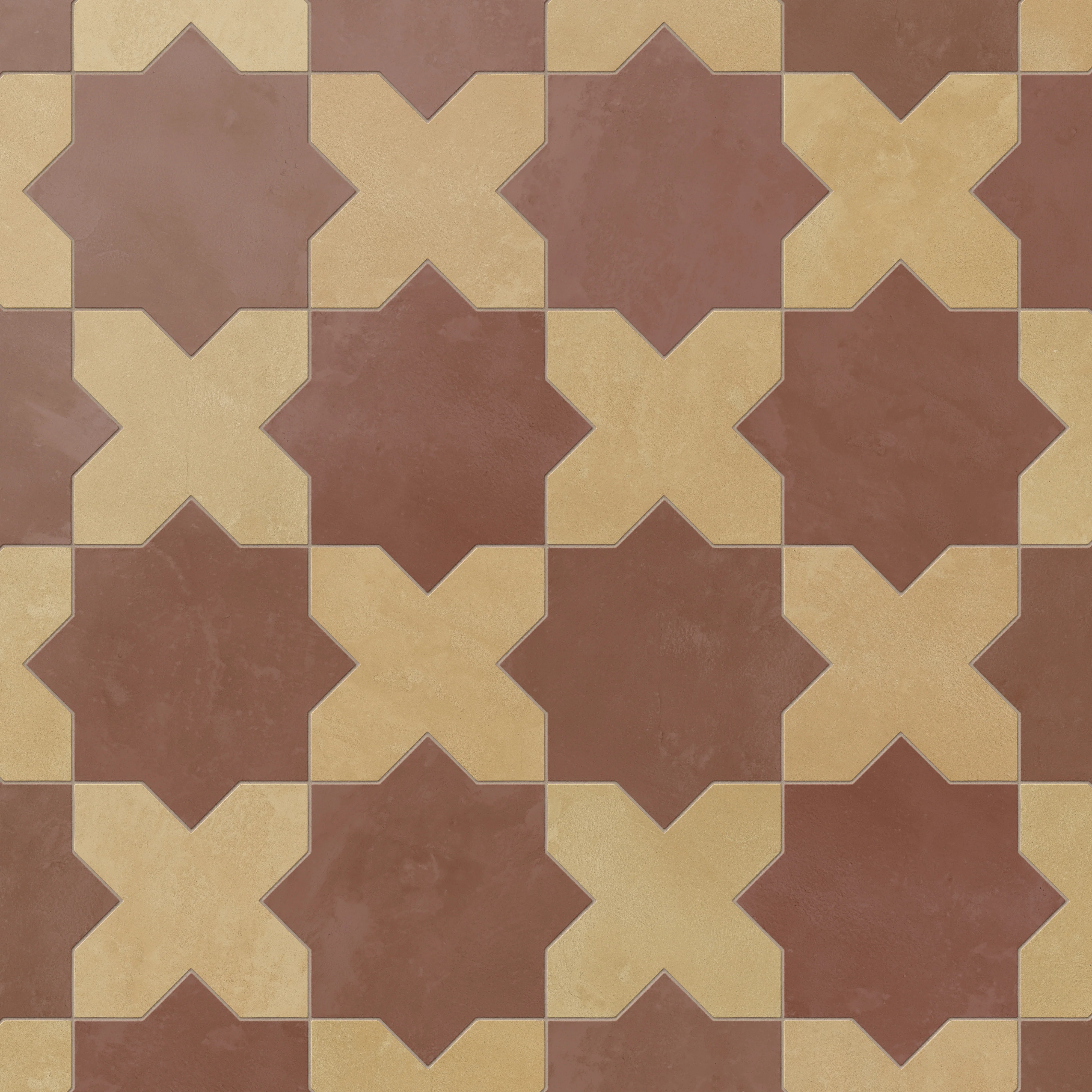 Isabel 11 x 11 Matte Porcelain Tile Star in Burnt Umber and Cross in Golden Sky - Image 4