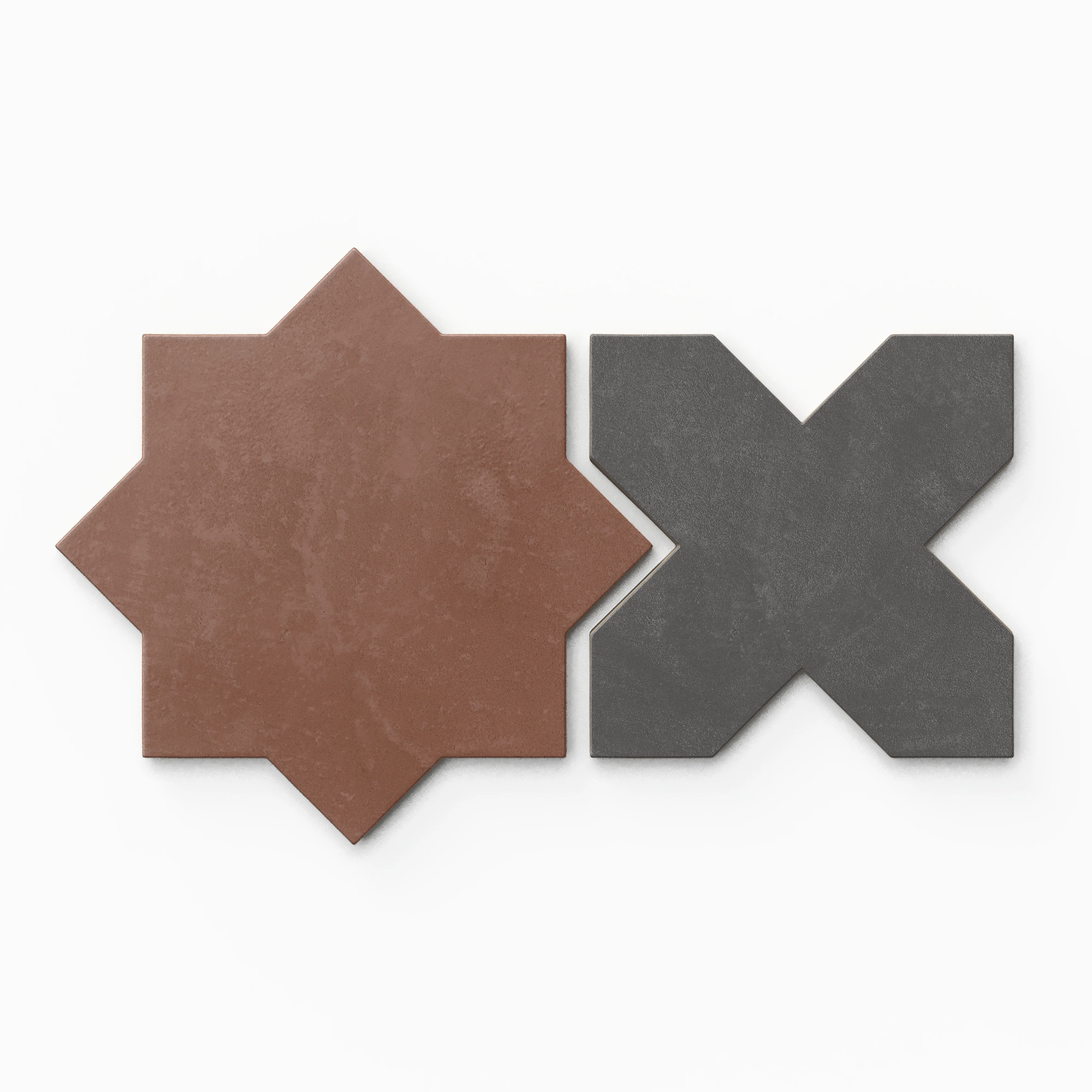 Isabel 11 x 11 Matte Porcelain Tile Star in Burnt Umber and Cross in Midnight Slate - Image 2