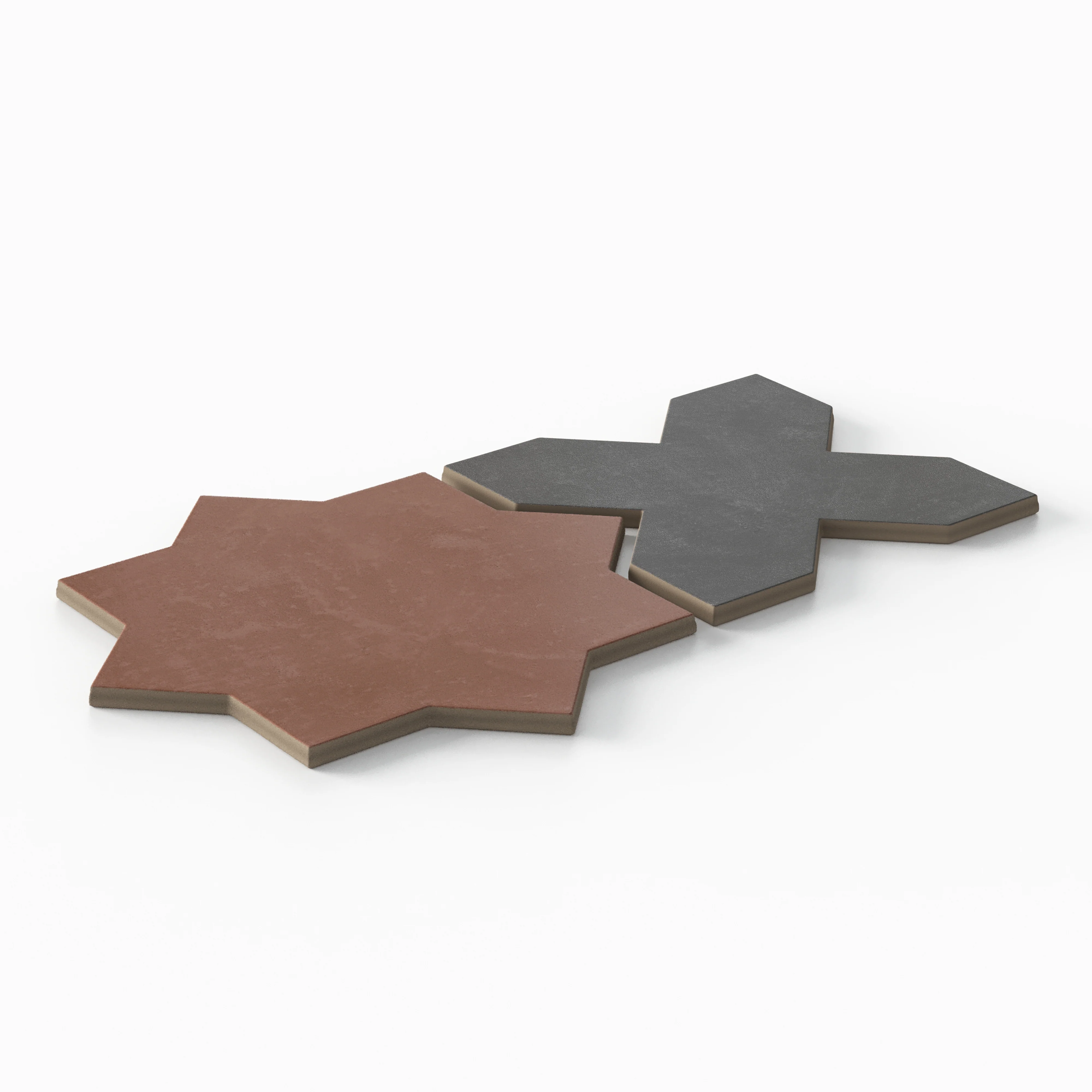 Isabel 11 x 11 Matte Porcelain Tile Star in Burnt Umber and Cross in Midnight Slate - Image 3