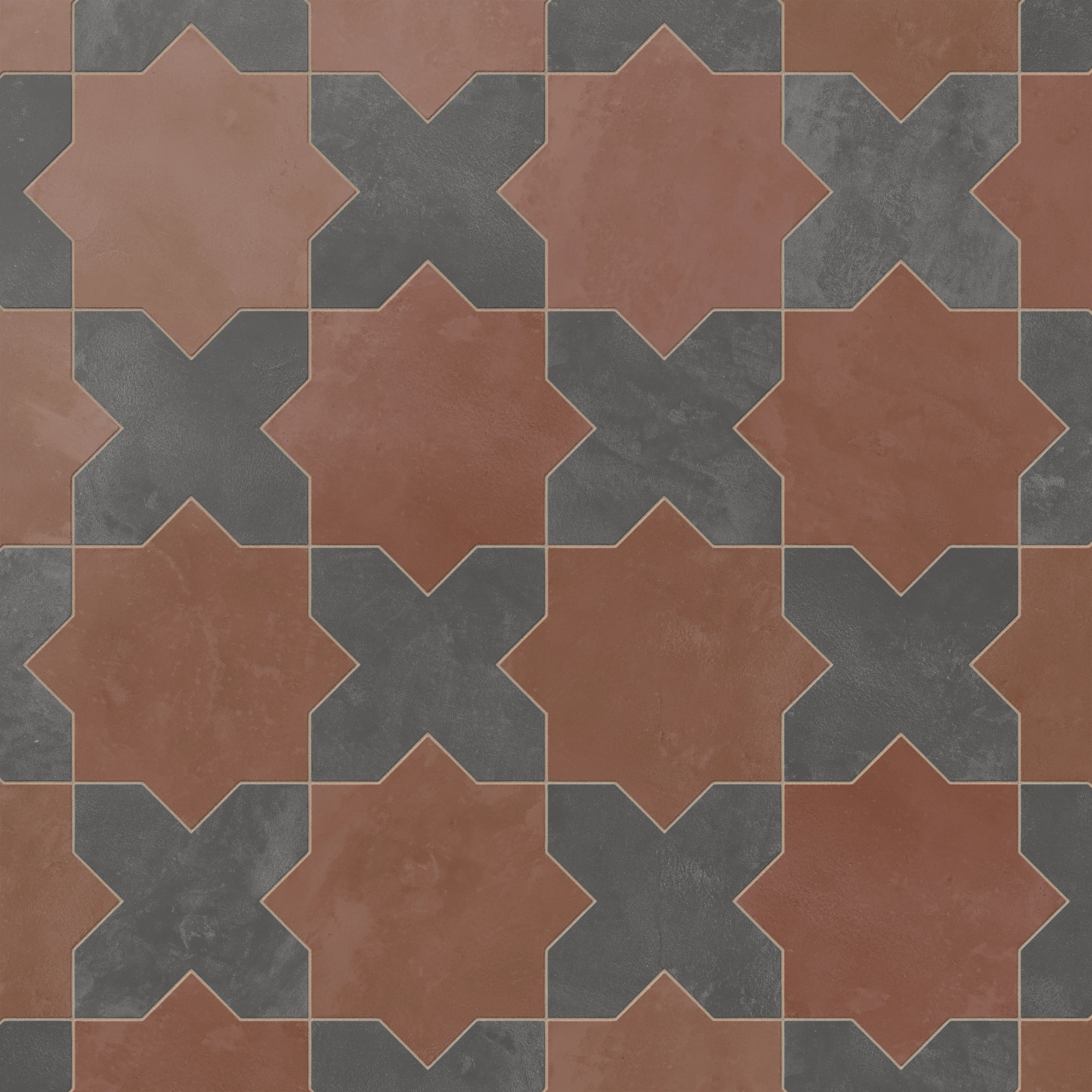 Isabel 11 x 11 Matte Porcelain Tile Star in Burnt Umber and Cross in Midnight Slate - Image 4