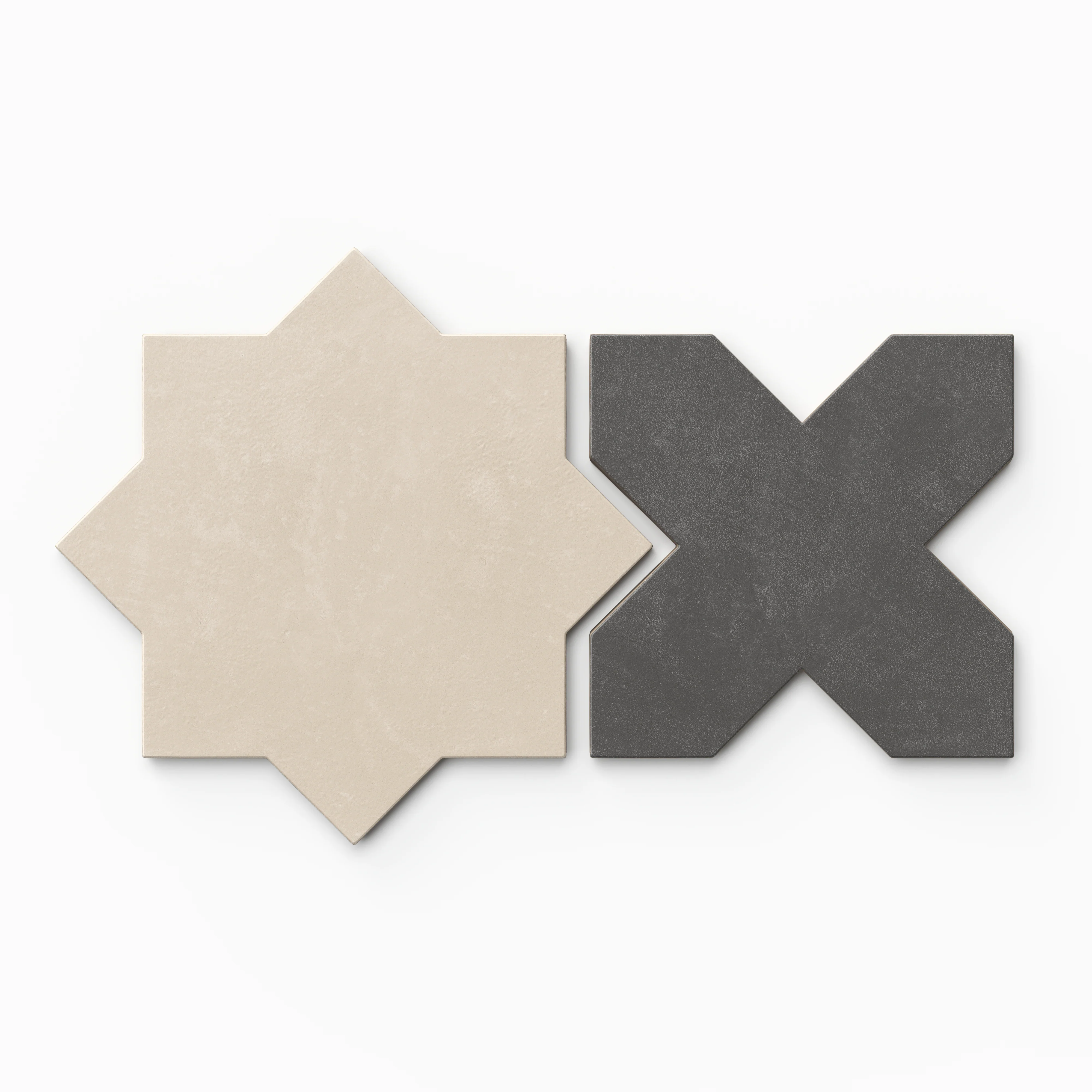 Isabel 11 x 11 Matte Porcelain Tile Star in Frosted Linen and Cross in Midnight Slate - Image 3