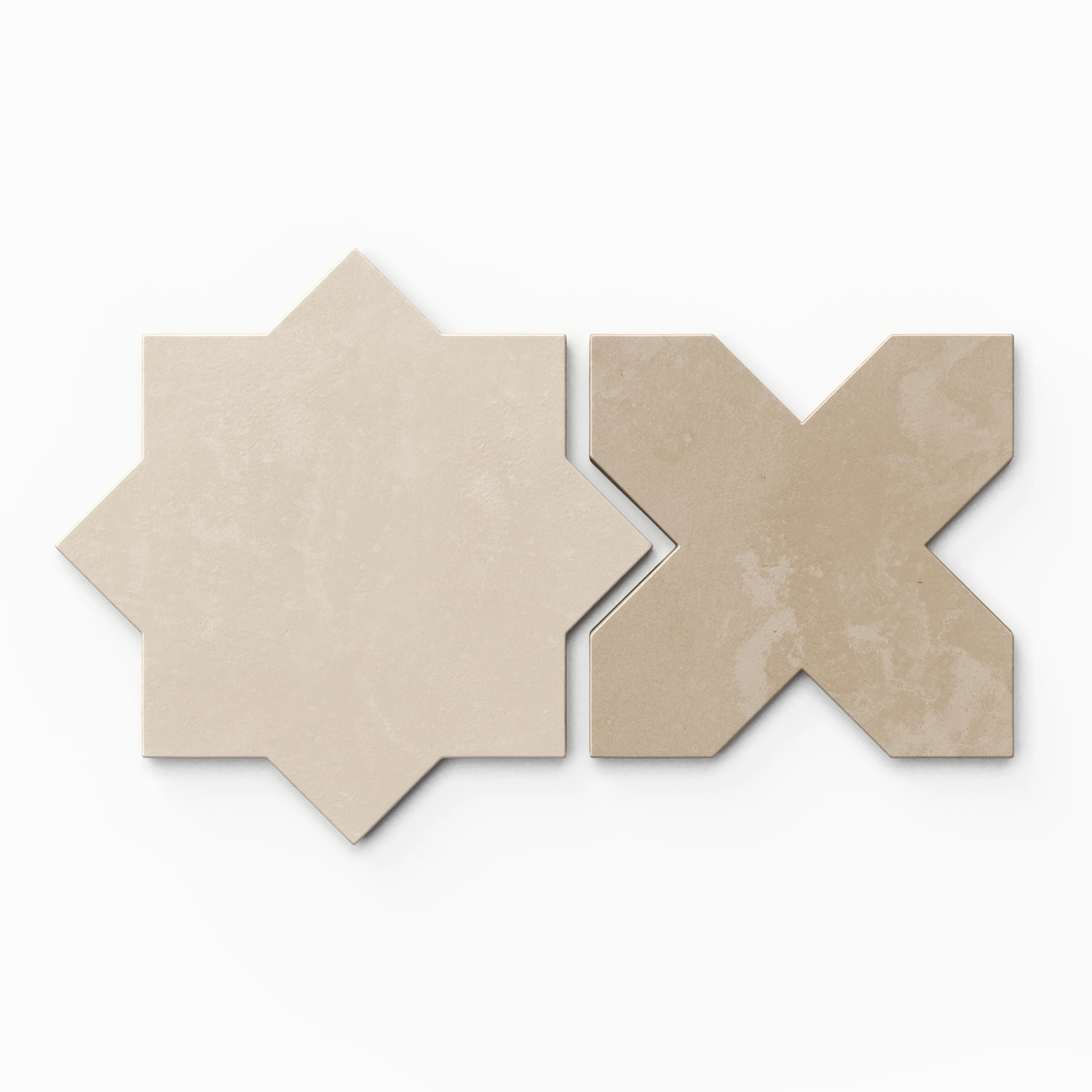 Isabel 11 x 11 Matte Porcelain Tile Star in Frosted Linen and Cross in Sahara Sand - Image 2
