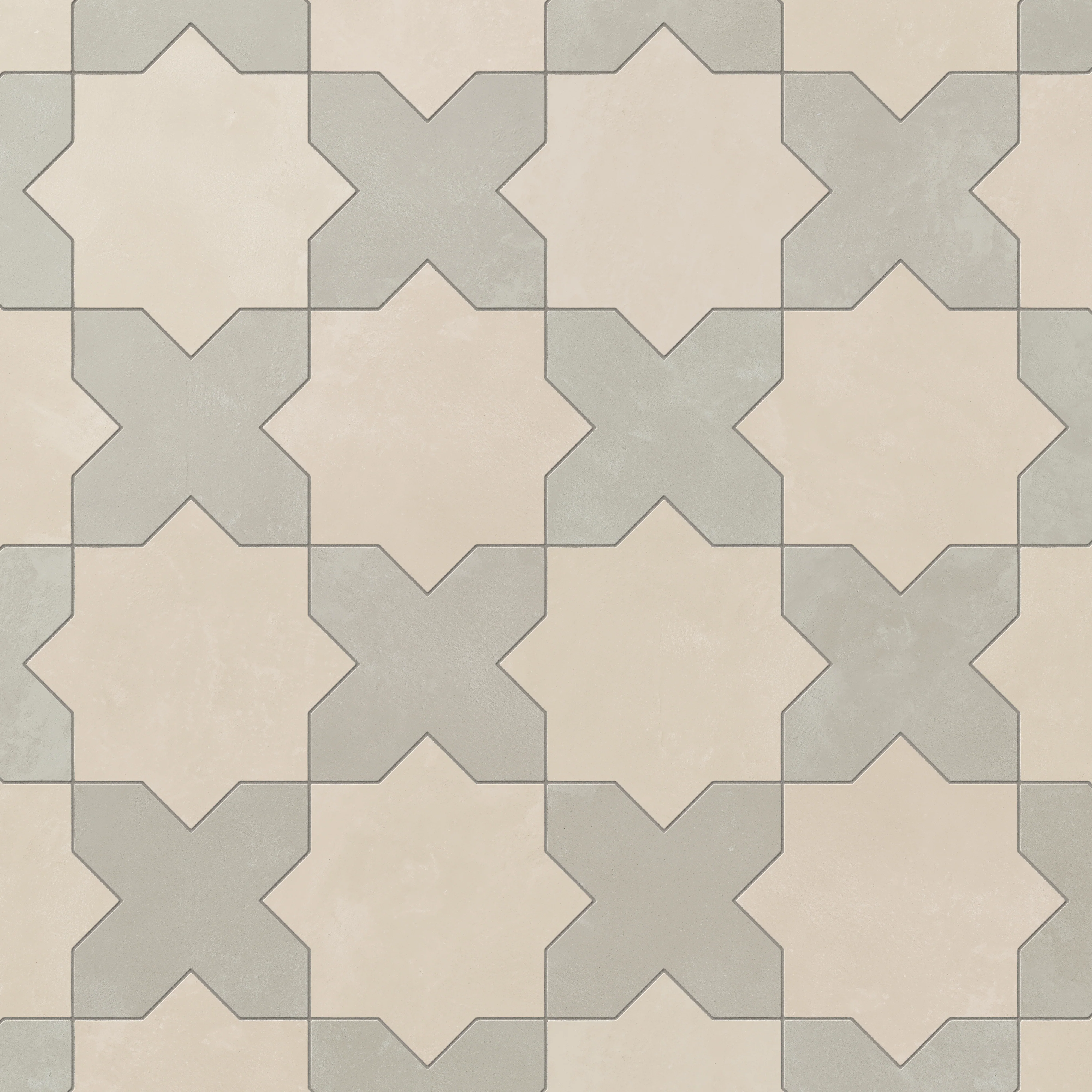 Isabel 11 x 11 Matte Porcelain Tile Star in Frosted Linen and Cross in Silverstone - Image 4