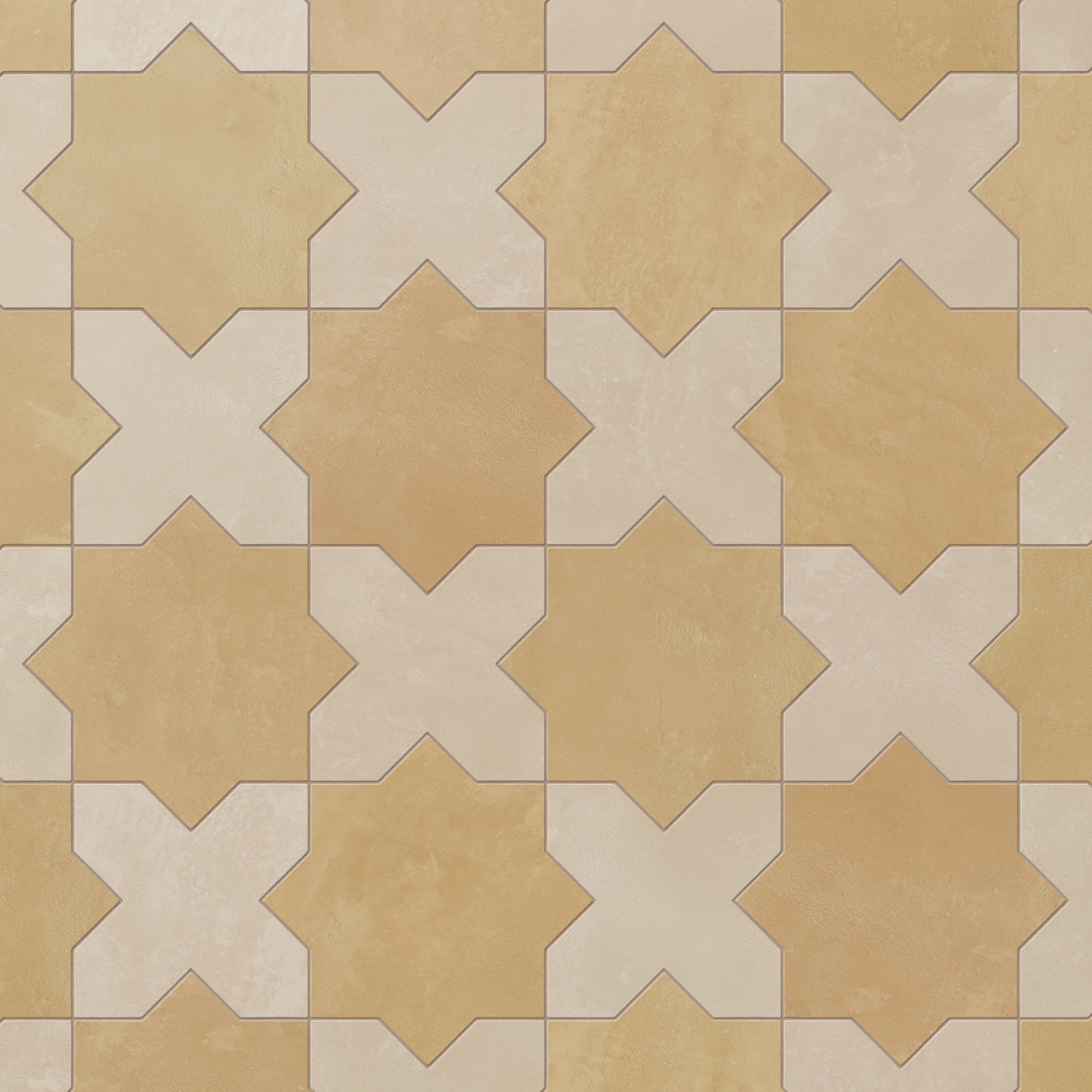 Isabel 11 x 11 Matte Porcelain Tile Star in Golden Sky and Cross in Almond Mist - Image 4