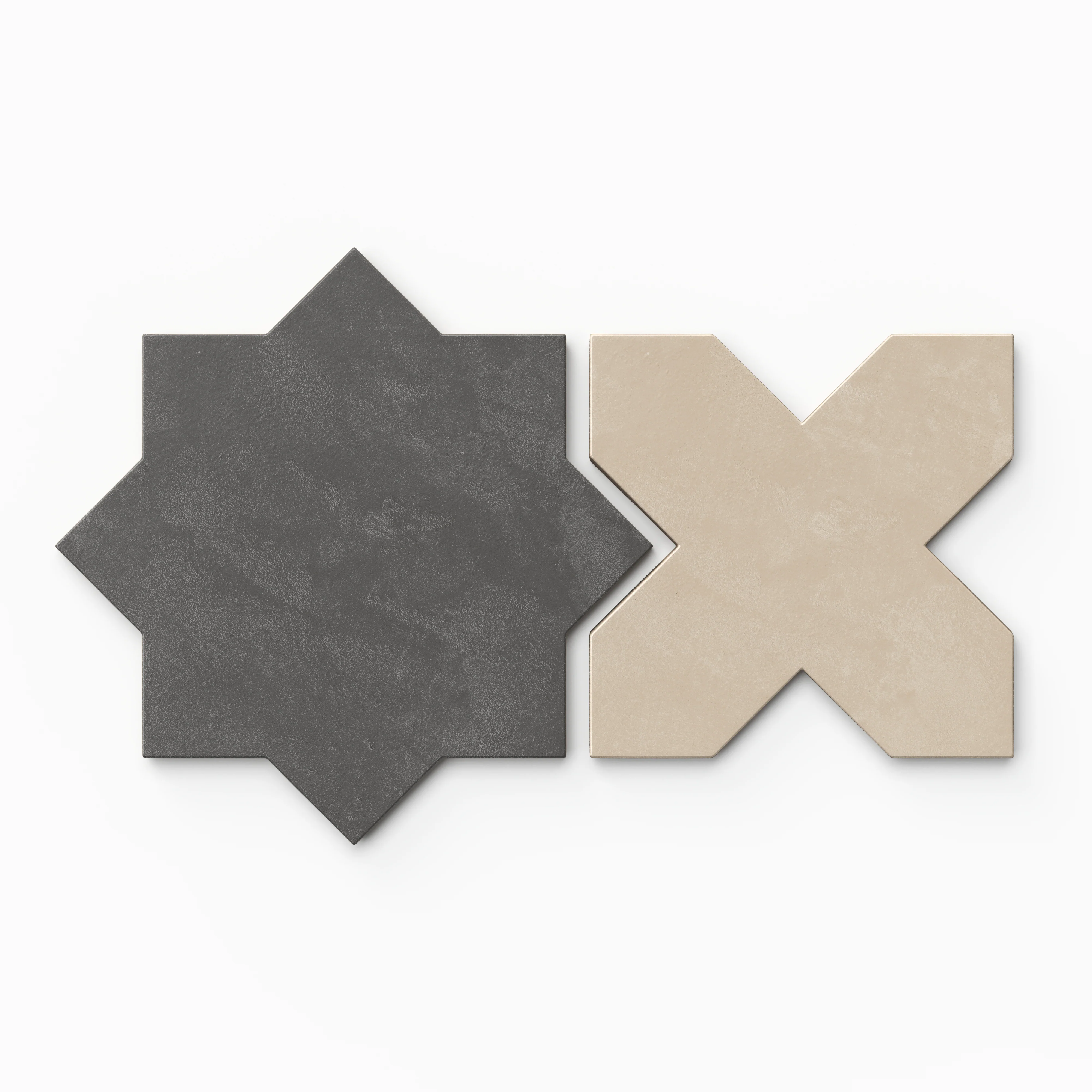 Isabel 11 x 11 Matte Porcelain Tile Star in Midnight Slate and Cross in Almond Mist - Image 2