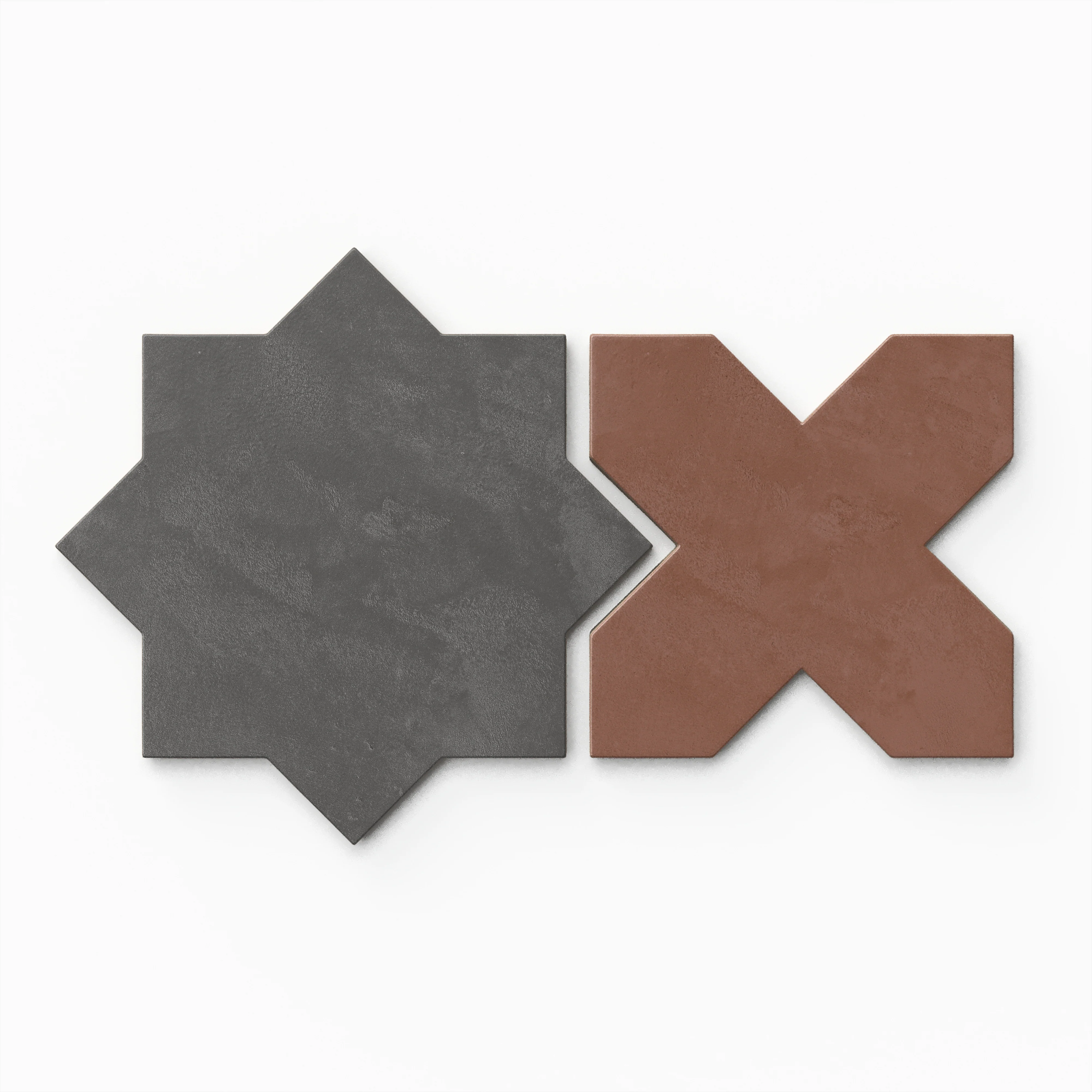 Isabel 11 x 11 Matte Porcelain Tile Star in Midnight Slate and Cross in Burnt Umber - Image 2