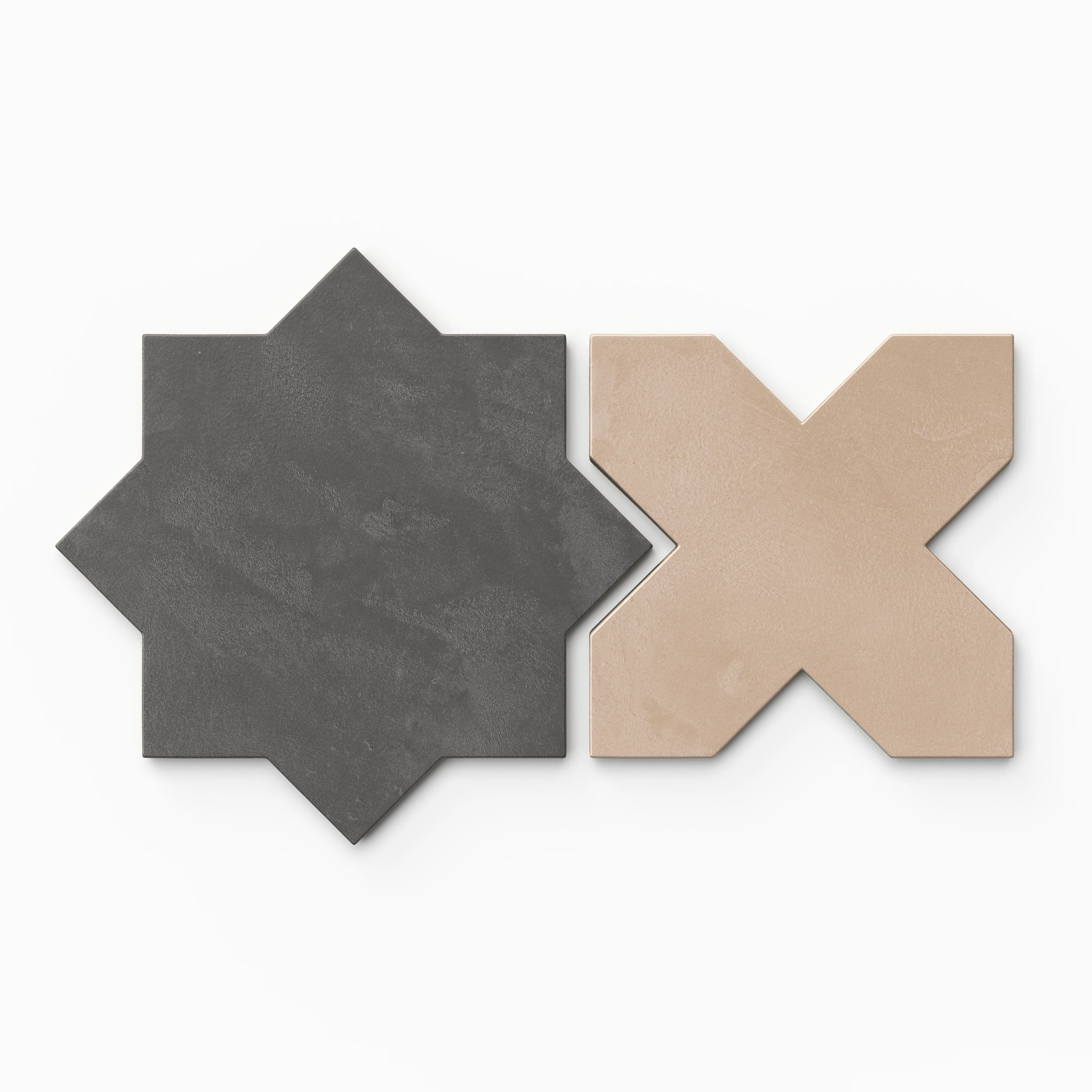 Isabel 11 x 11 Matte Porcelain Tile Star in Midnight Slate and Cross in Dusty Rose - Image 3