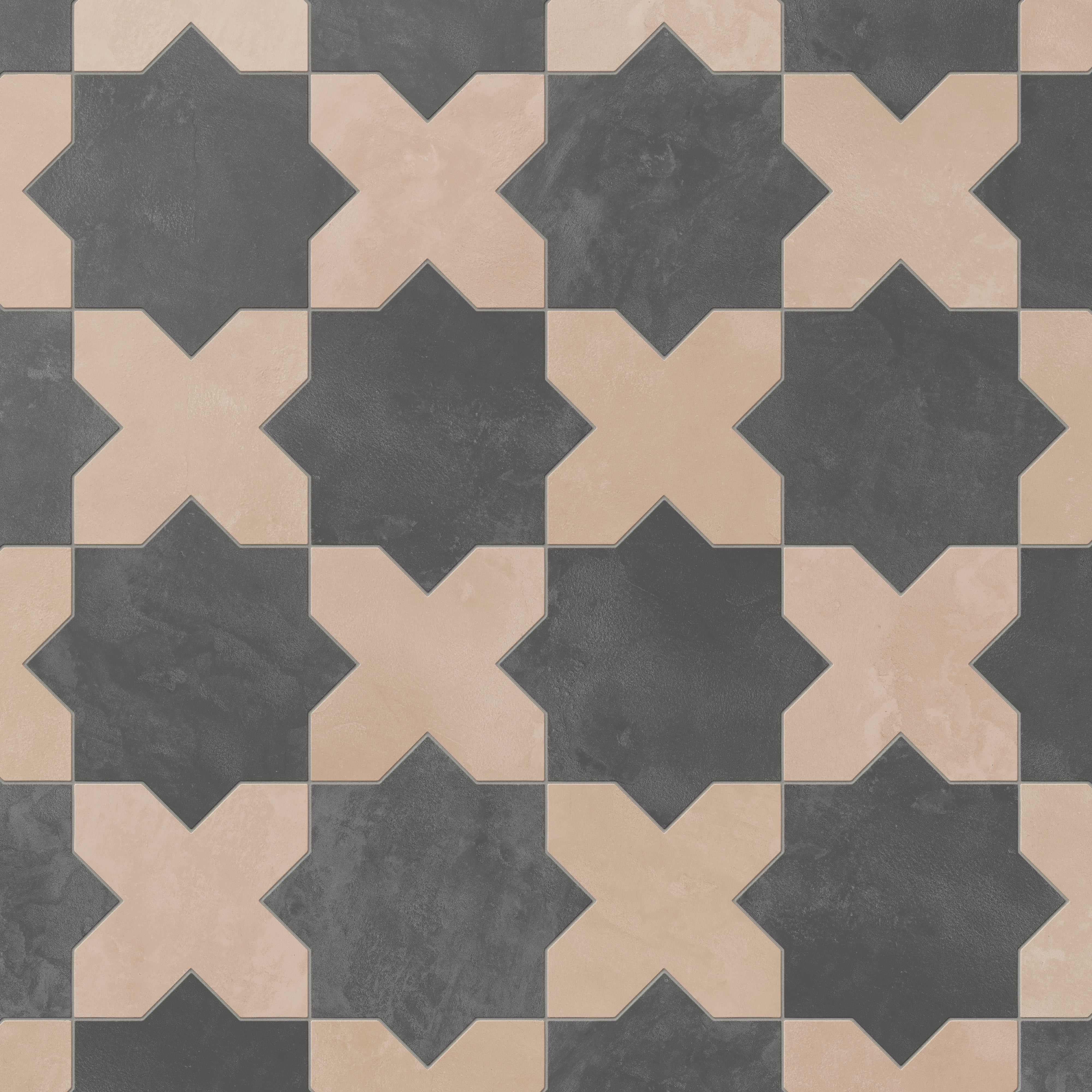 Isabel 11 x 11 Matte Porcelain Tile Star in Midnight Slate and Cross in Dusty Rose - Image 5