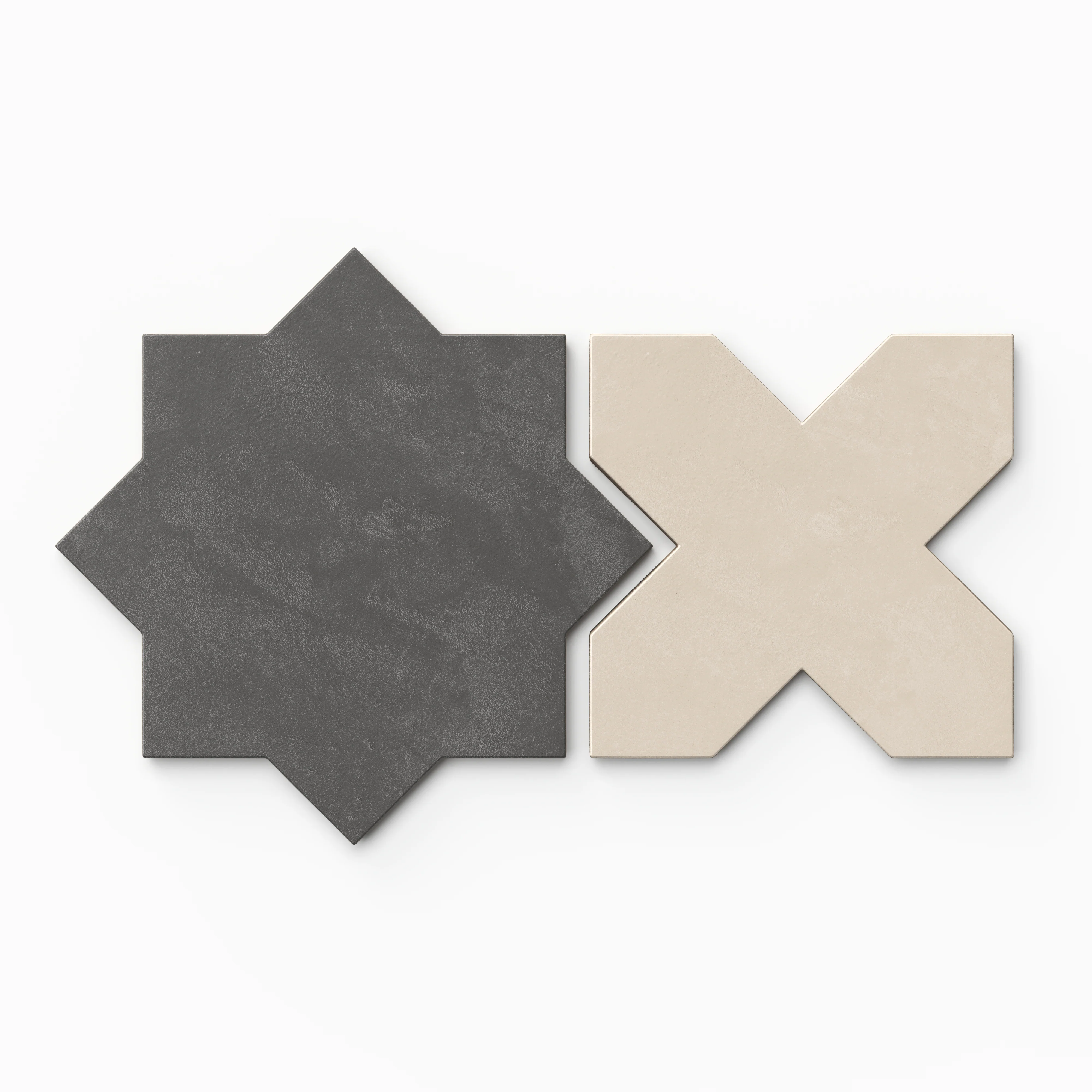 Isabel 11 x 11 Matte Porcelain Tile Star in Midnight Slate and Cross in Frosted Linen - Image 2