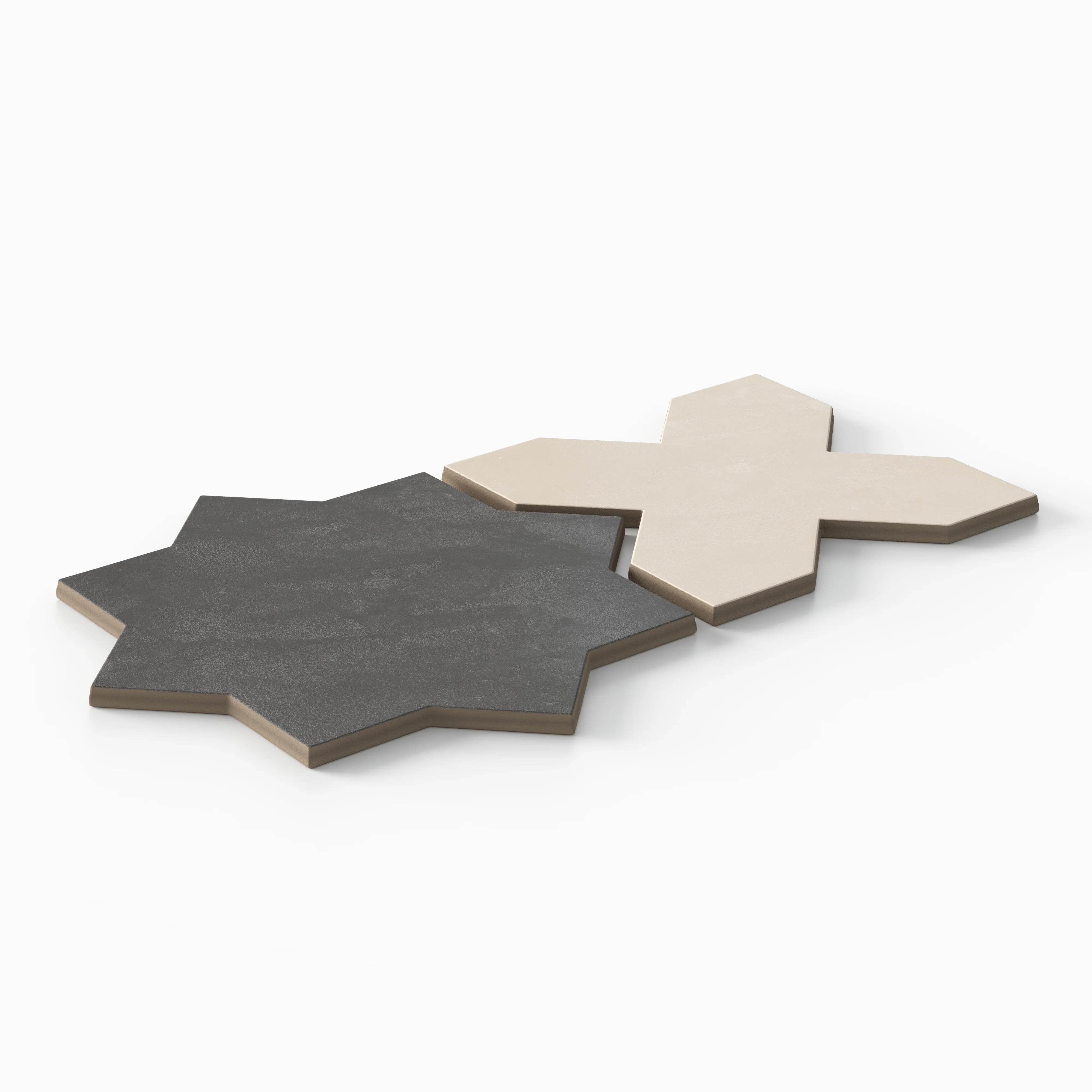 Isabel 11 x 11 Matte Porcelain Tile Star in Midnight Slate and Cross in Frosted Linen - Image 3