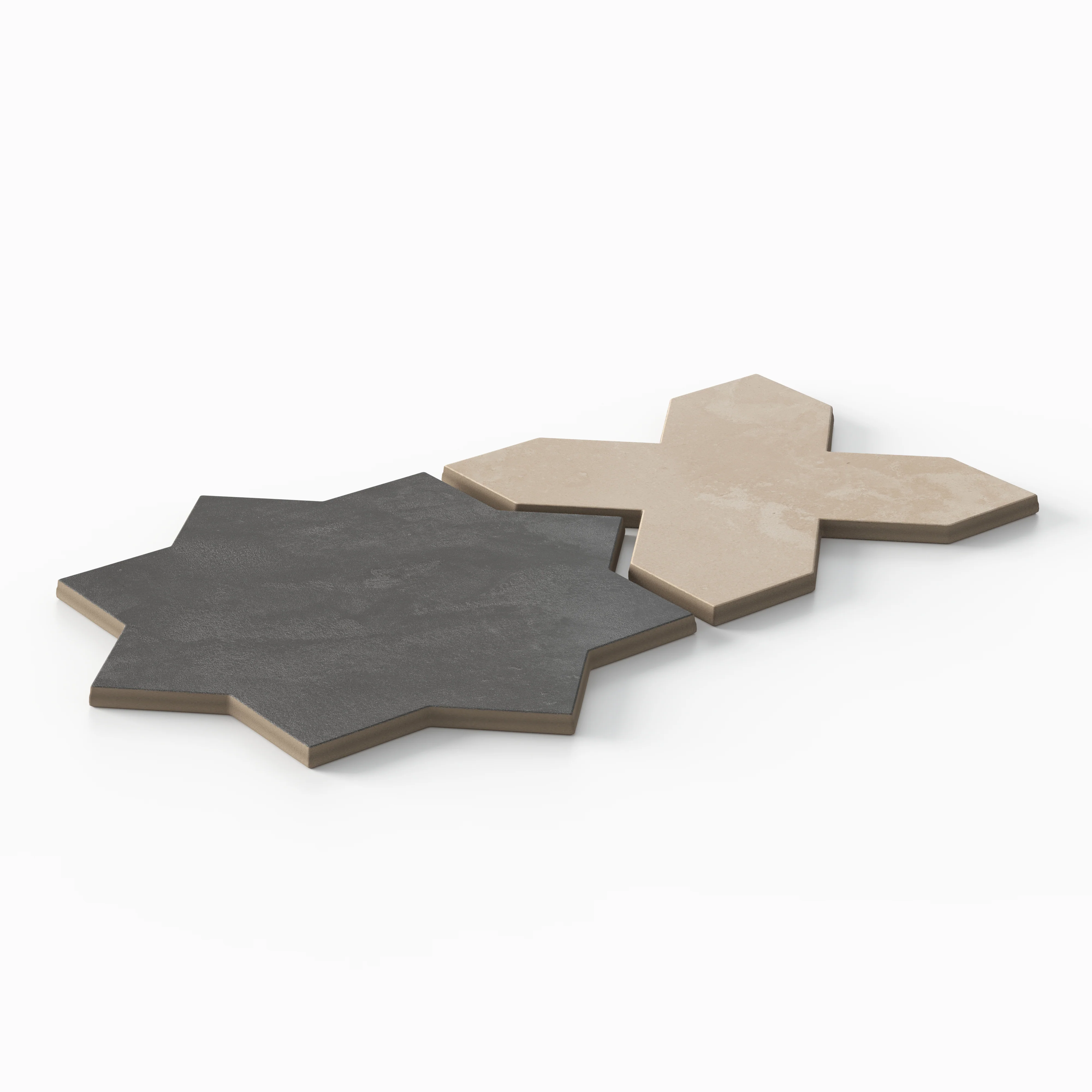 Isabel 11 x 11 Matte Porcelain Tile Star in Midnight Slate and Cross in Sahara Sand - Image 3