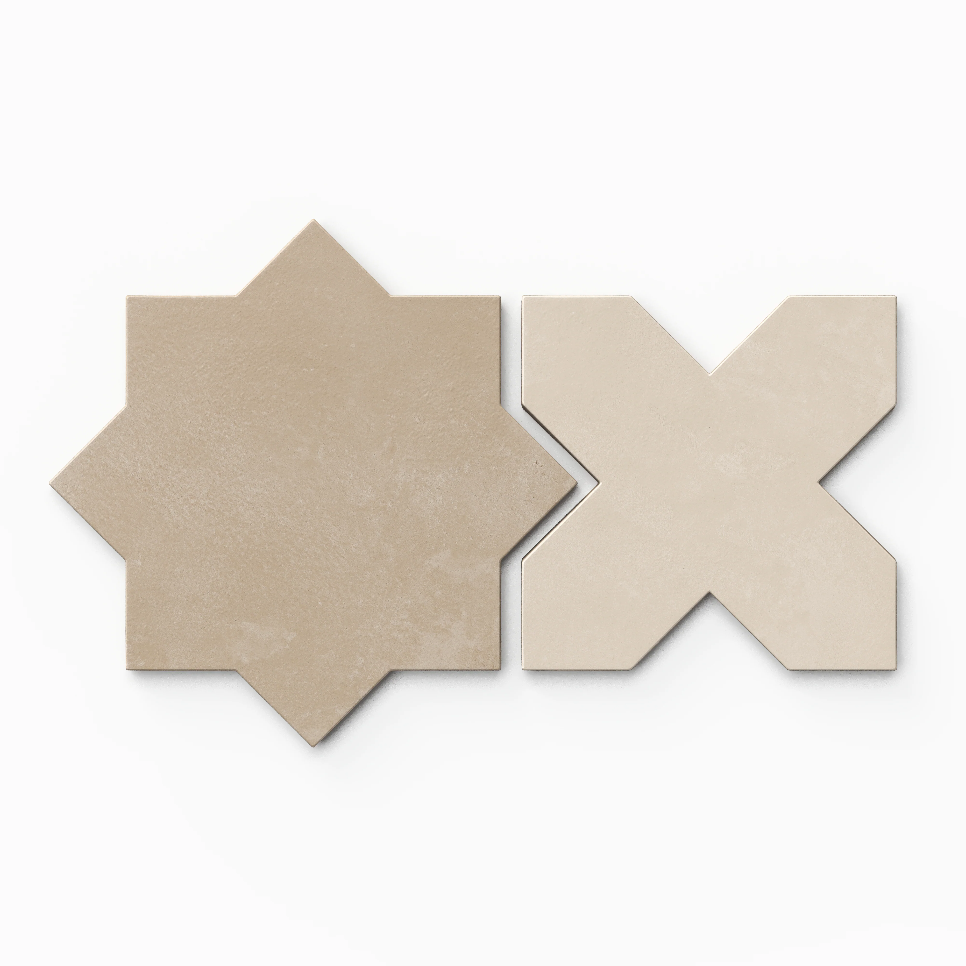 Isabel 11 x 11 Matte Porcelain Tile Star in Sahara Sand and Cross in Frosted Linen - Image 2