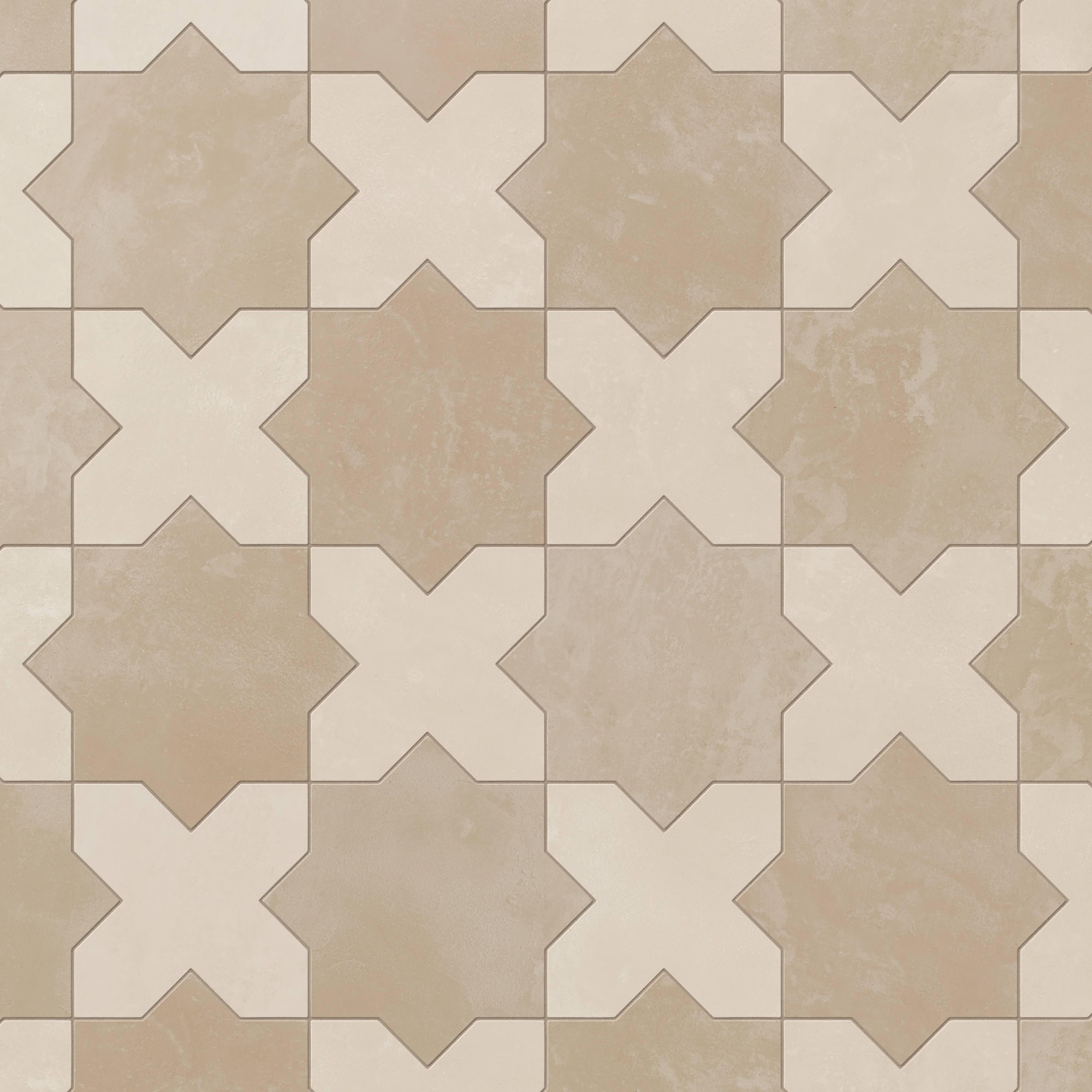 Isabel 11 x 11 Matte Porcelain Tile Star in Sahara Sand and Cross in Frosted Linen - Image 4