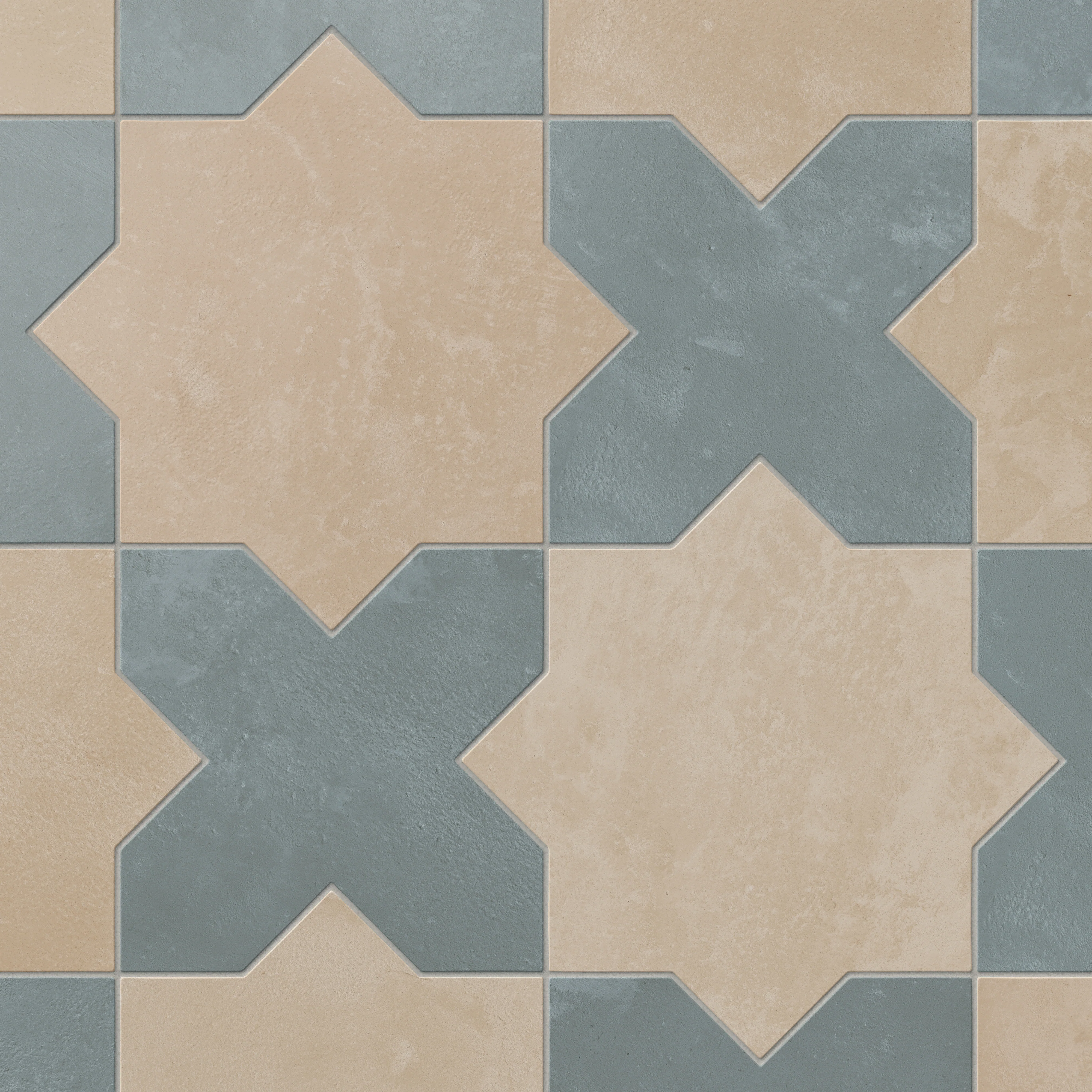Isabel 11 x 11 Matte Porcelain Tile Star in Sahara Sand and Cross in Saltwater