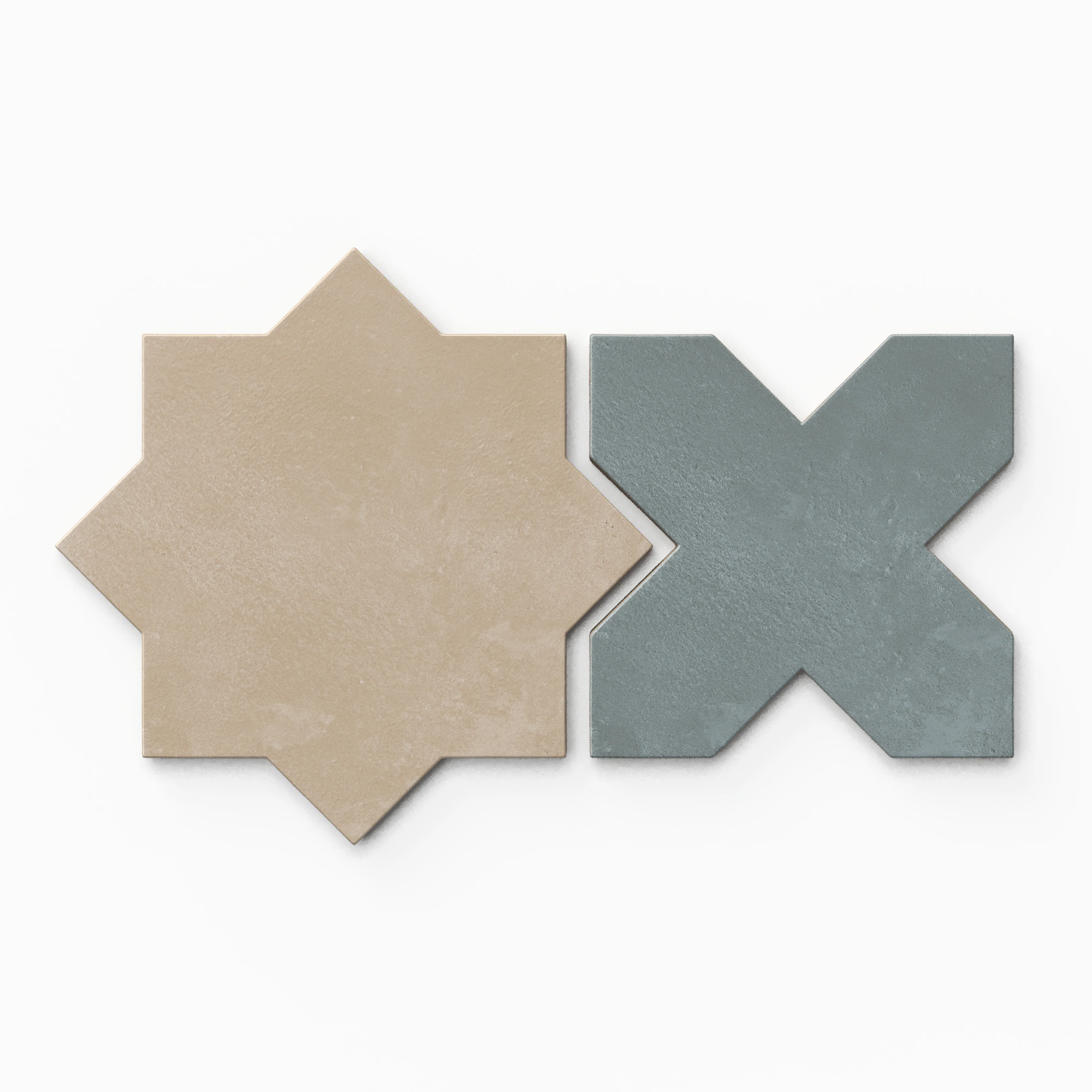 Isabel 11 x 11 Matte Porcelain Tile Star in Sahara Sand and Cross in Saltwater - Image 2
