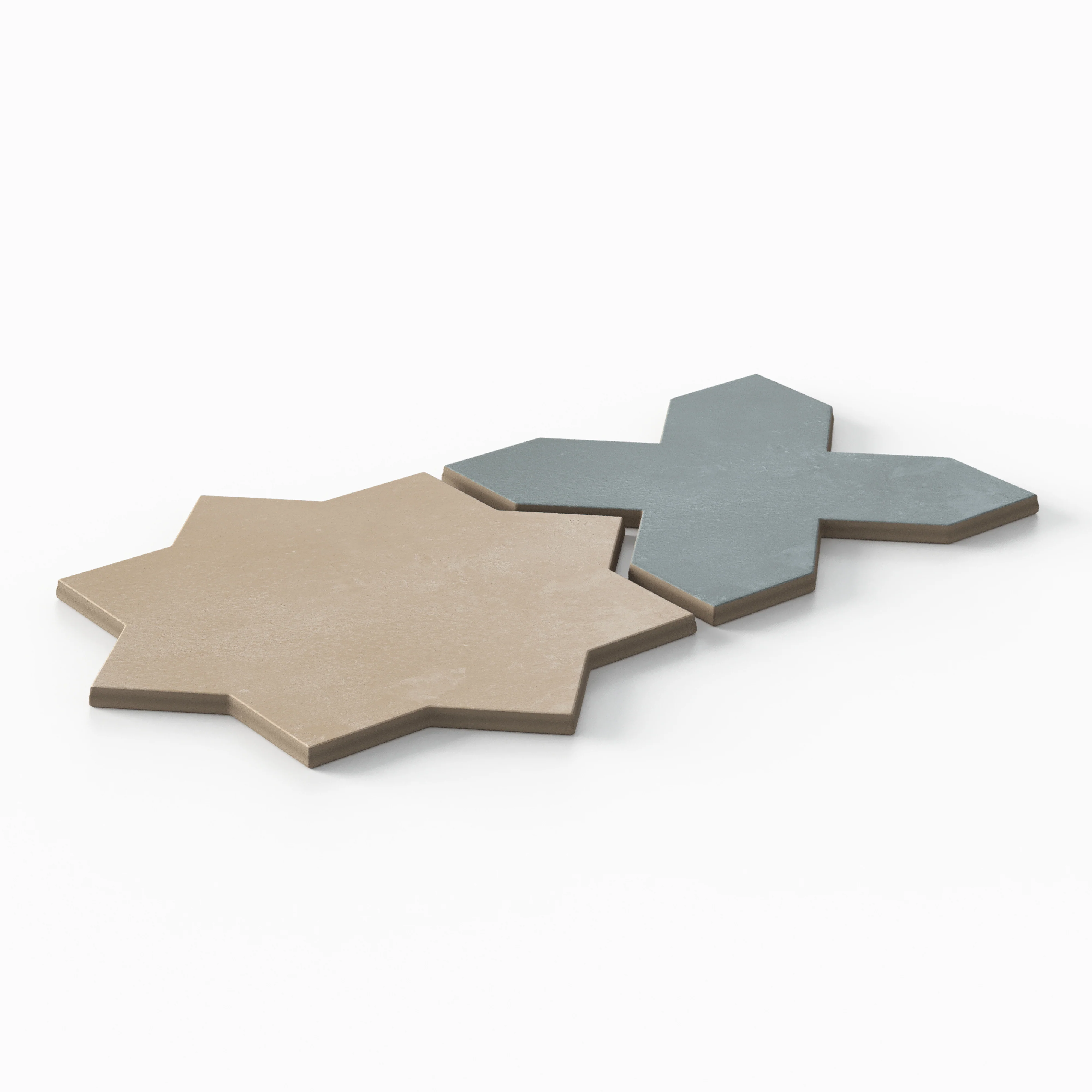 Isabel 11 x 11 Matte Porcelain Tile Star in Sahara Sand and Cross in Saltwater - Image 3