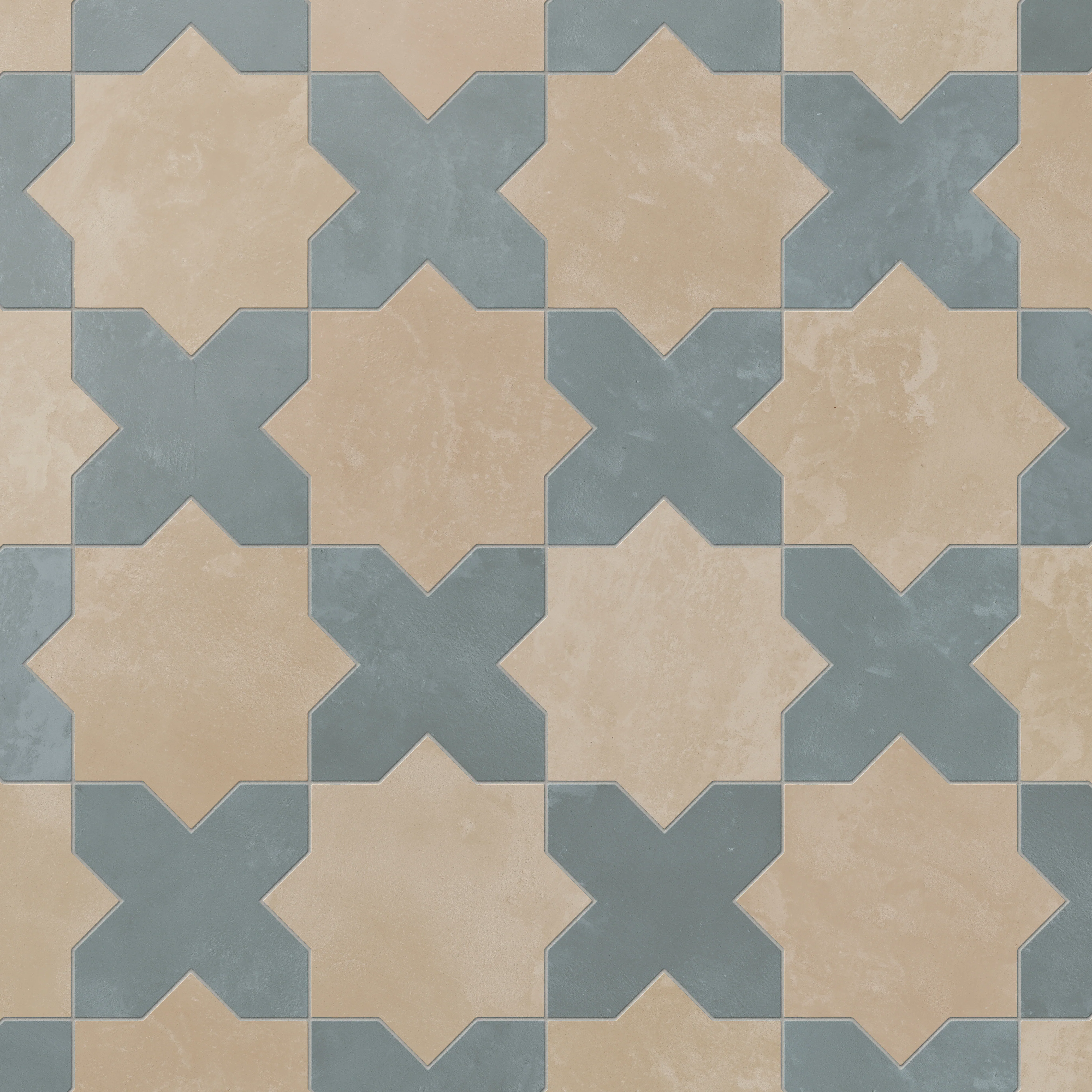 Isabel 11 x 11 Matte Porcelain Tile Star in Sahara Sand and Cross in Saltwater - Image 4