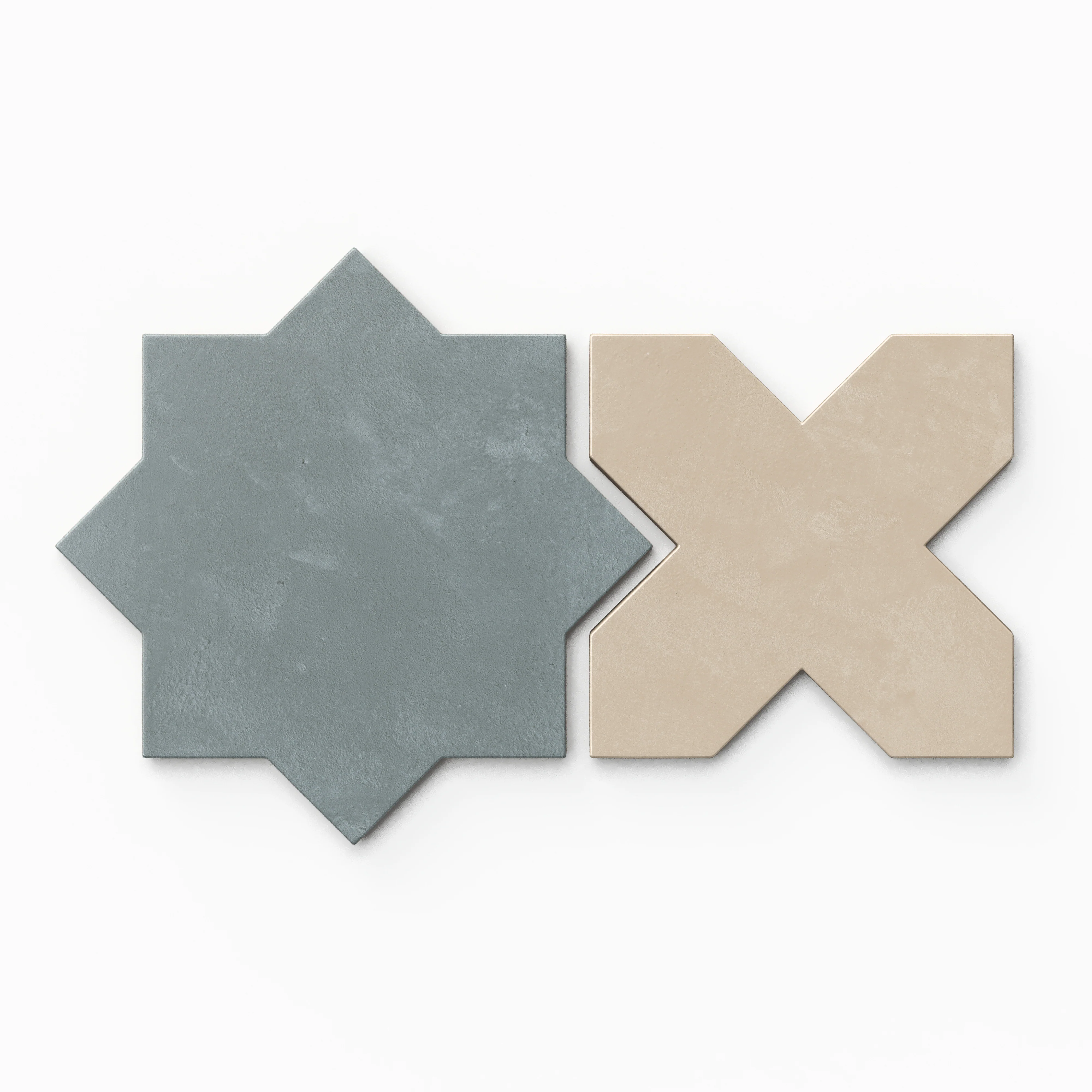 Isabel 11 x 11 Matte Porcelain Tile Star in Saltwater and Cross in Almond Mist - Image 2