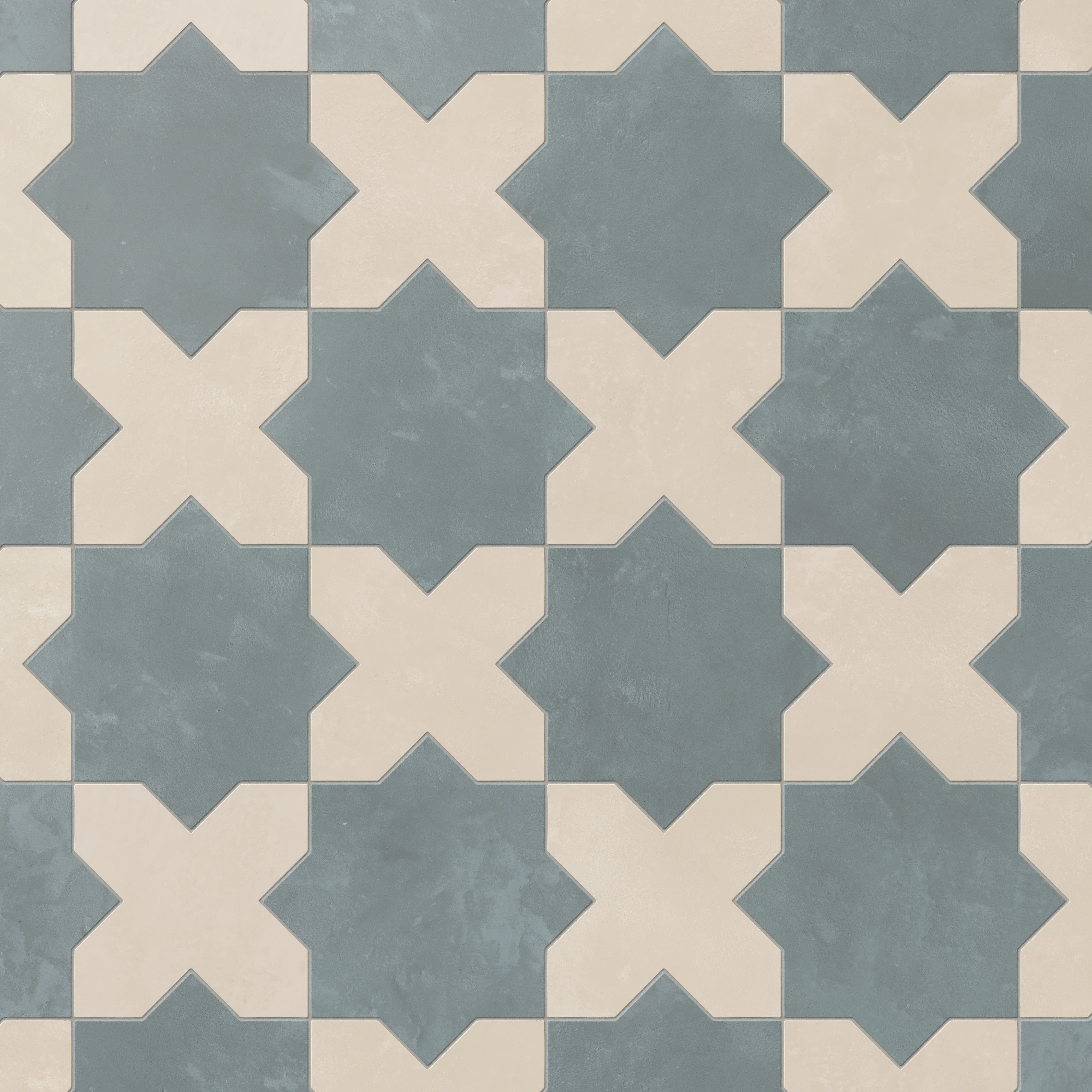 Isabel 11 x 11 Matte Porcelain Tile Star in Saltwater and Cross in Frosted Linen - Image 4