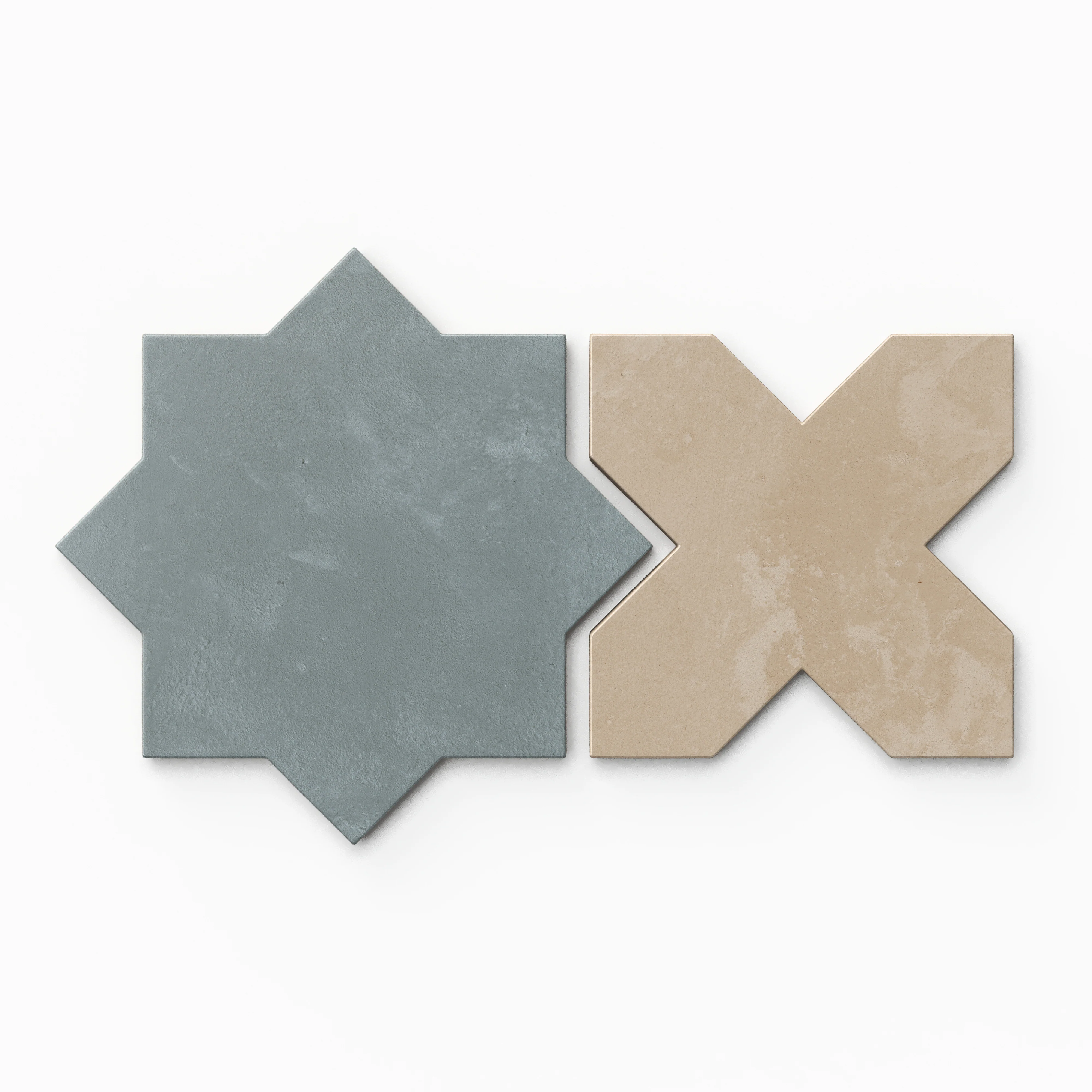 Isabel 11 x 11 Matte Porcelain Tile Star in Saltwater and Cross in Sahara Sand - Image 2
