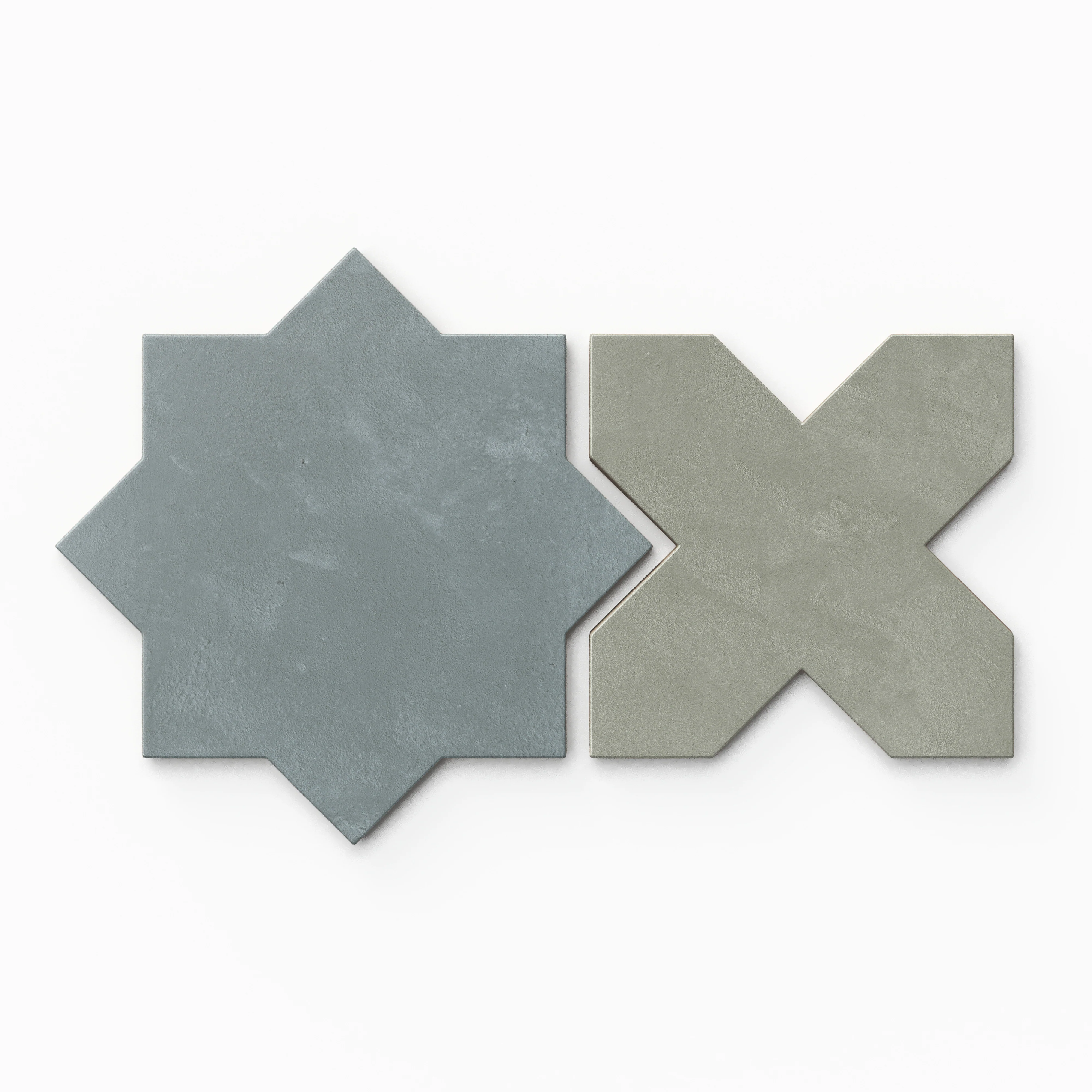 Isabel 11 x 11 Matte Porcelain Tile Star in Saltwater and Cross in Soft Sage - Image 2
