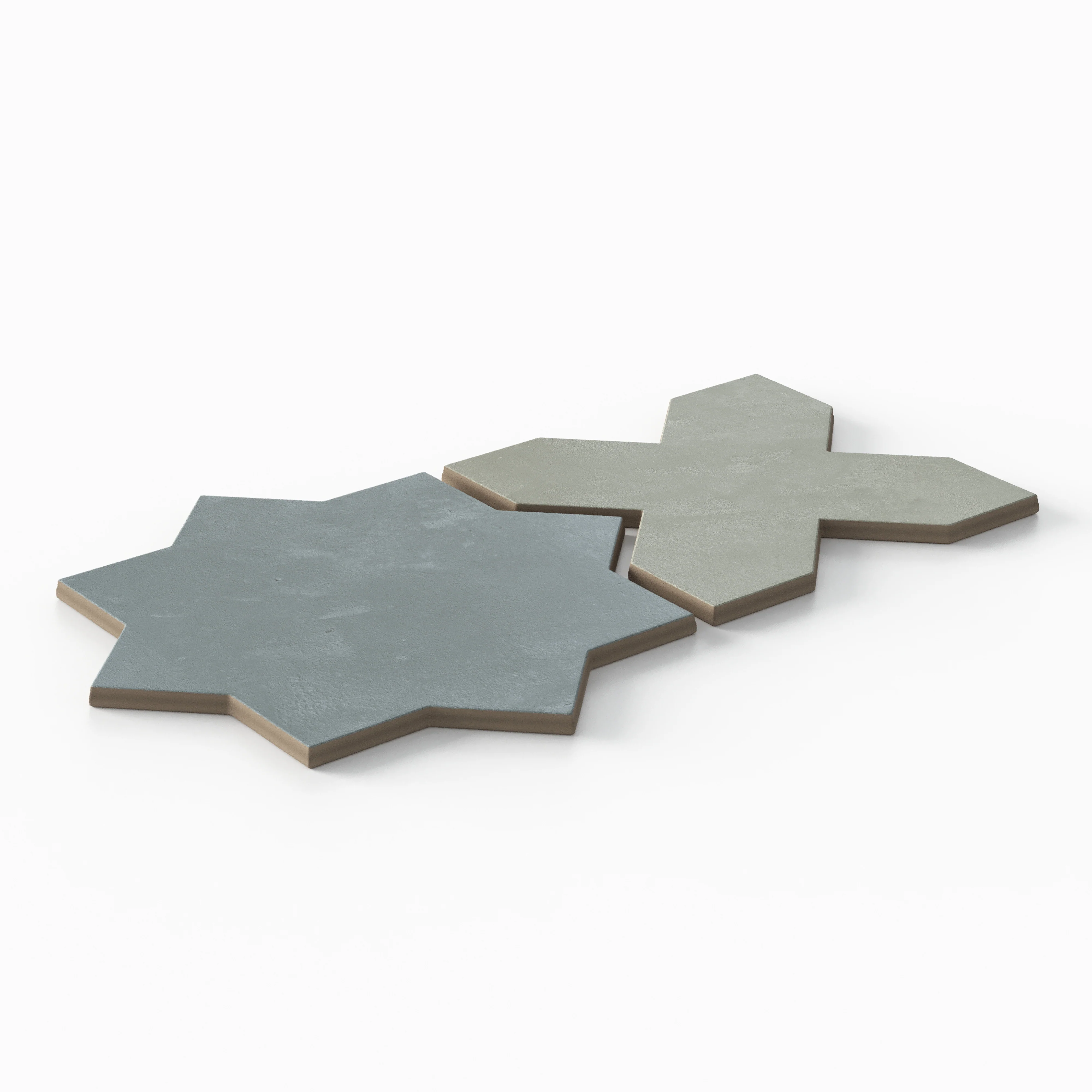 Isabel 11 x 11 Matte Porcelain Tile Star in Saltwater and Cross in Soft Sage - Image 3