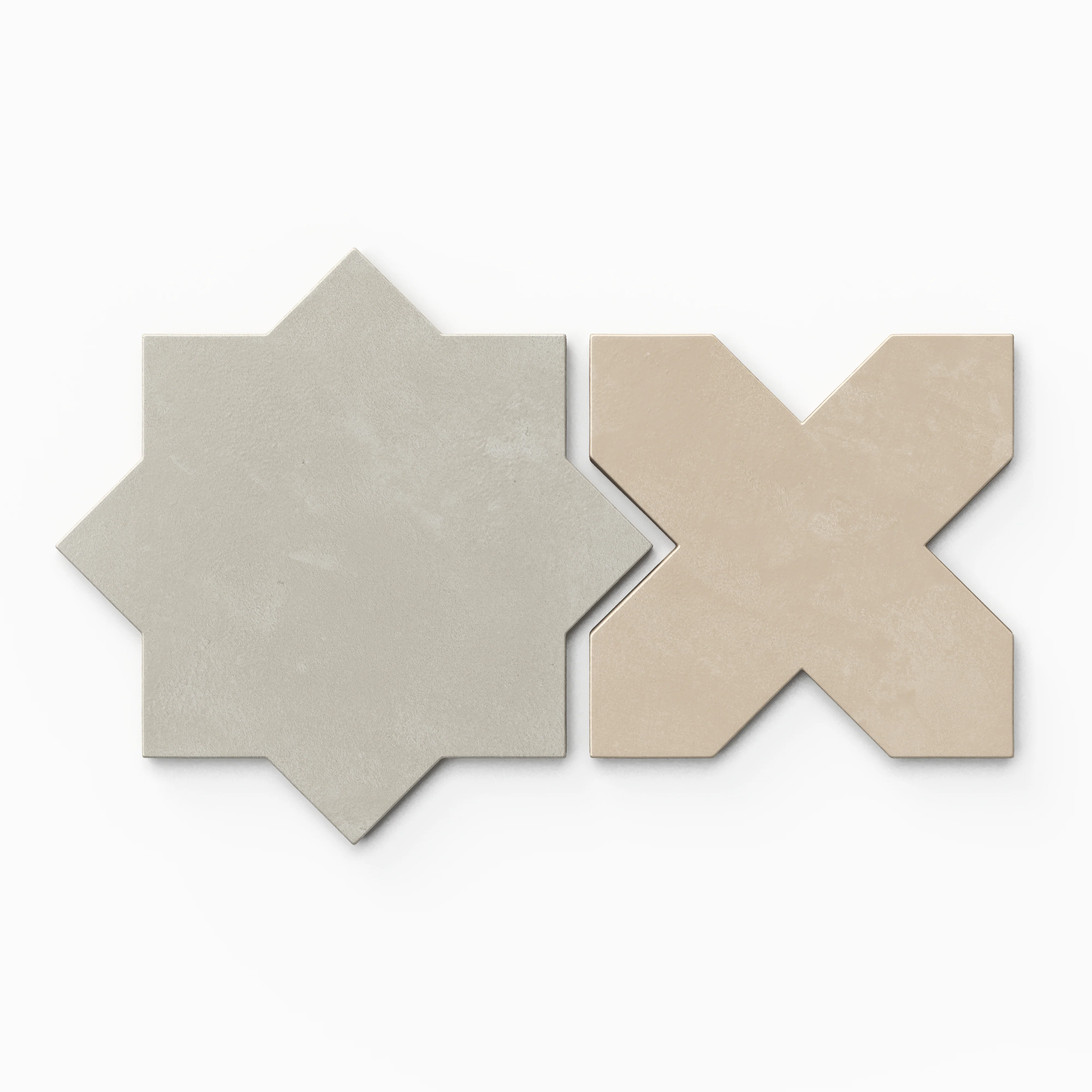 Isabel 11 x 11 Matte Porcelain Tile Star in Silverstone and Cross in Almond Mist - Image 2
