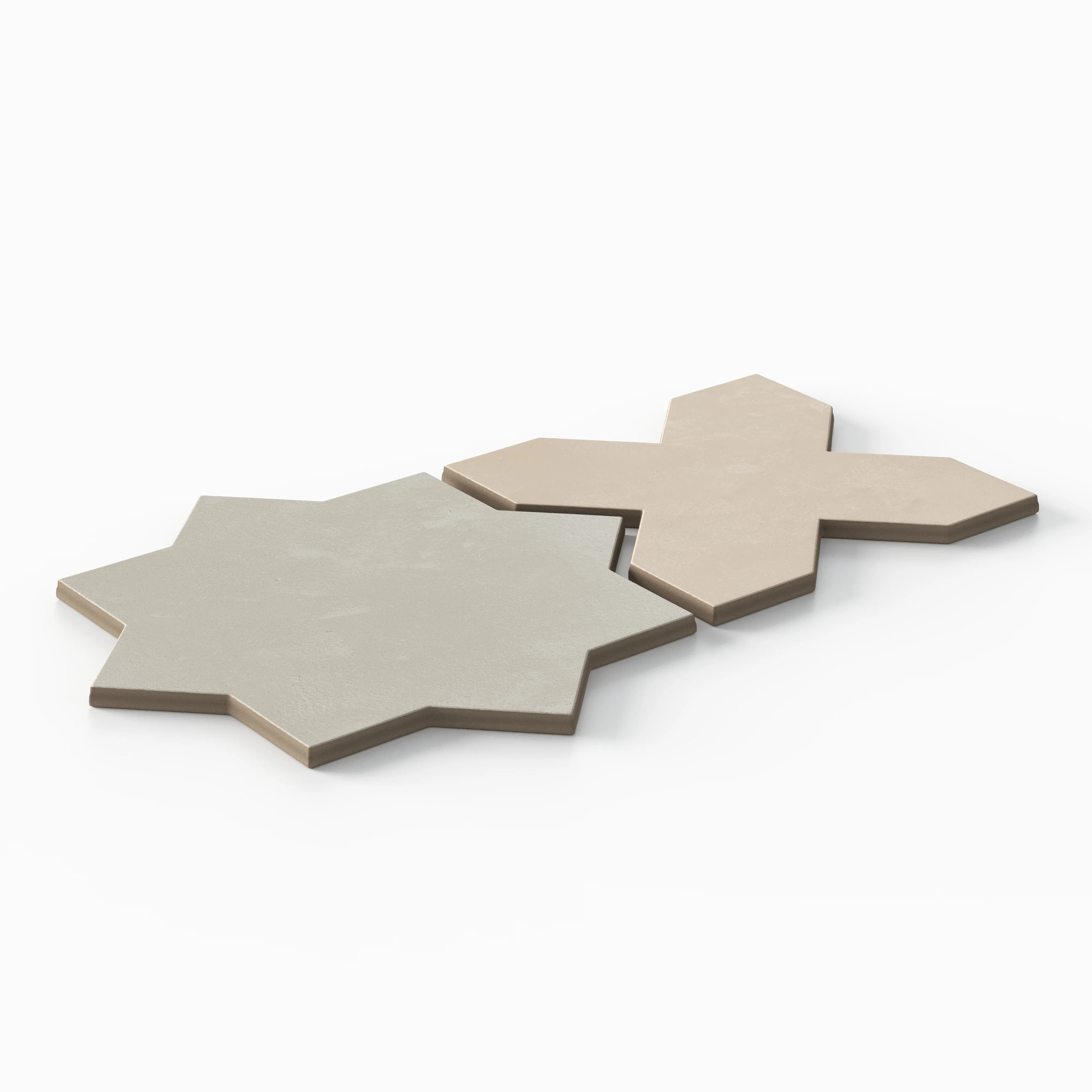 Isabel 11 x 11 Matte Porcelain Tile Star in Silverstone and Cross in Almond Mist - Image 3