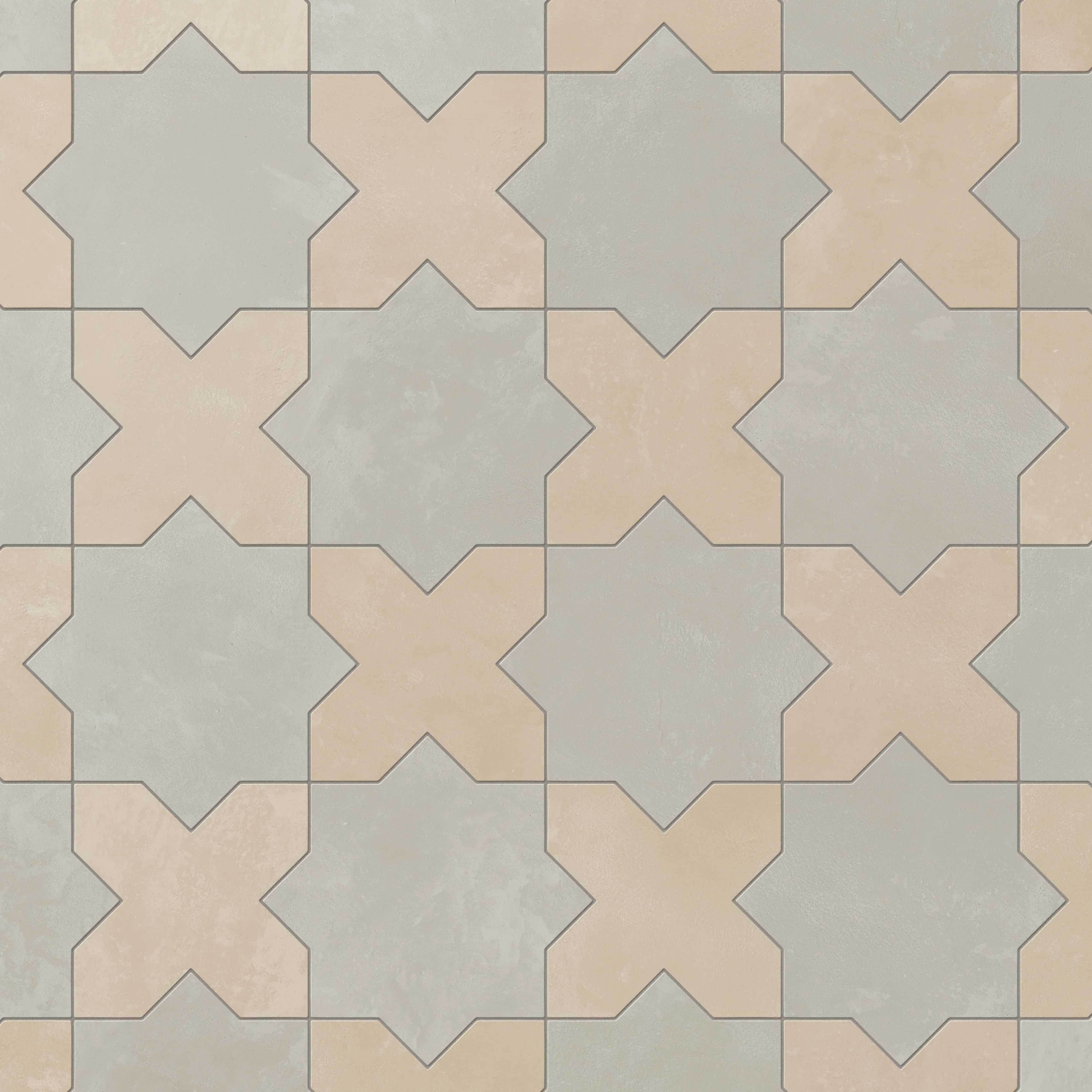 Isabel 11 x 11 Matte Porcelain Tile Star in Silverstone and Cross in Almond Mist - Image 4