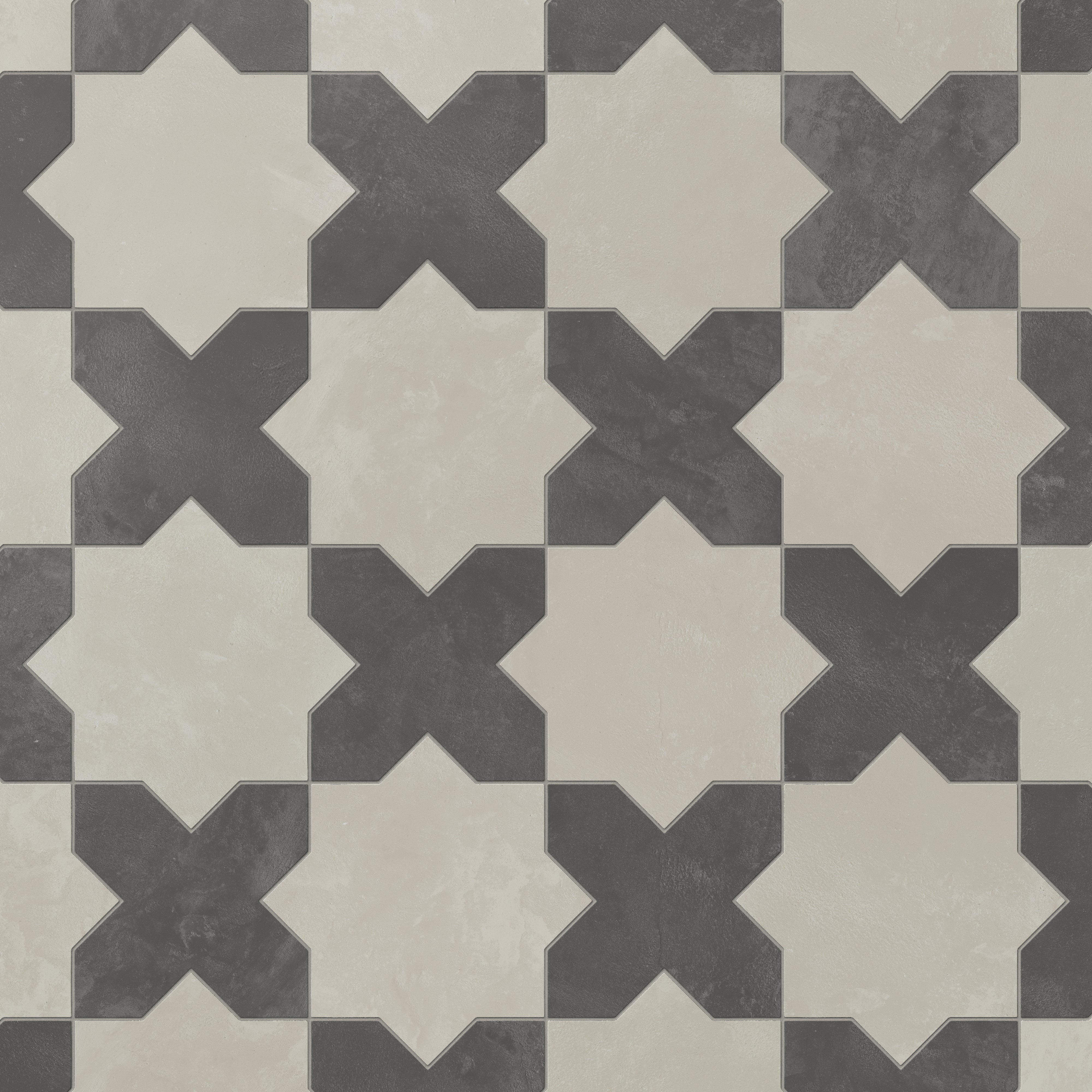 Isabel 11 x 11 Matte Porcelain Tile Star in Silverstone and Cross in Midnight Slate - Image 4