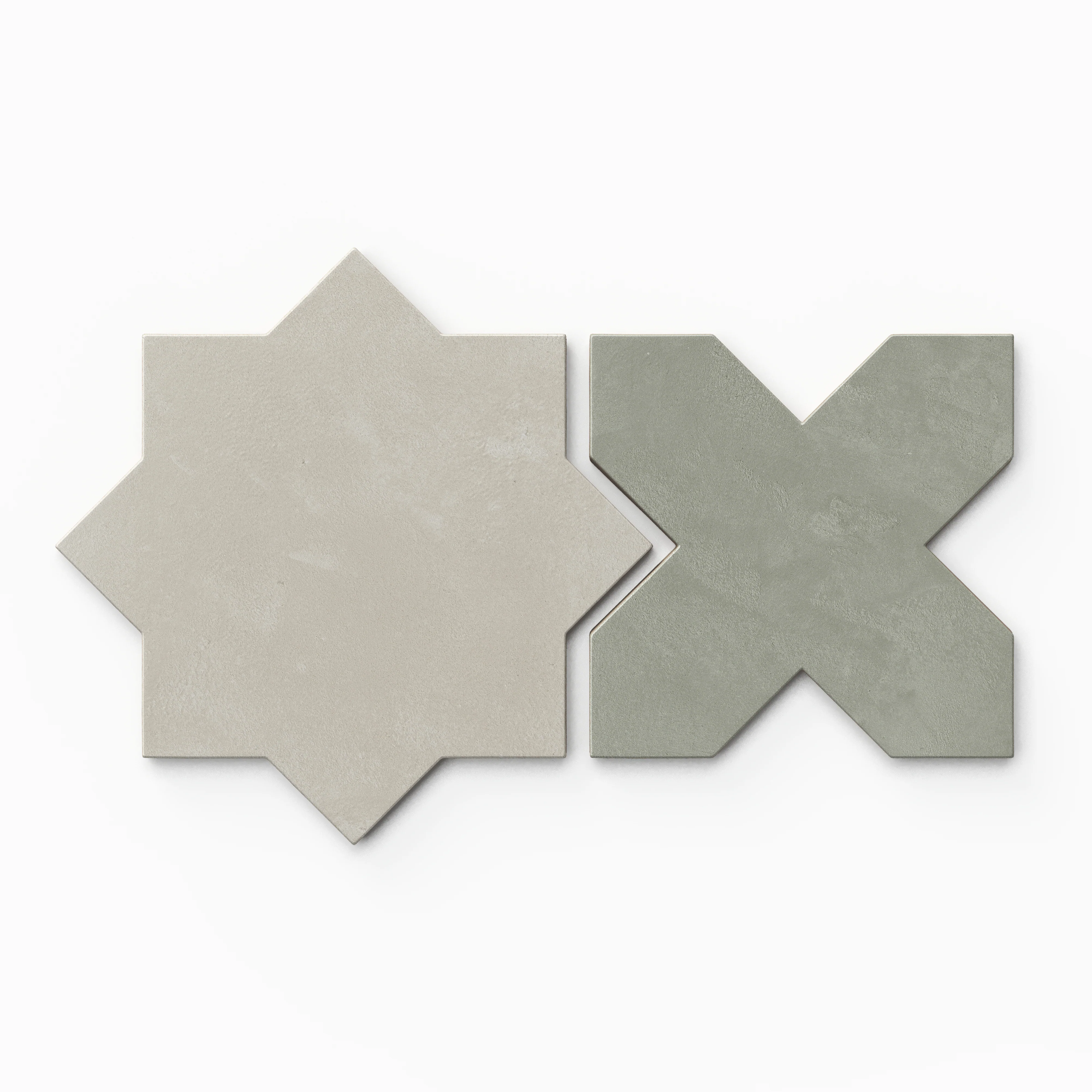 Isabel 11 x 11 Matte Porcelain Tile Star in Silverstone and Cross in Soft Sage - Image 2