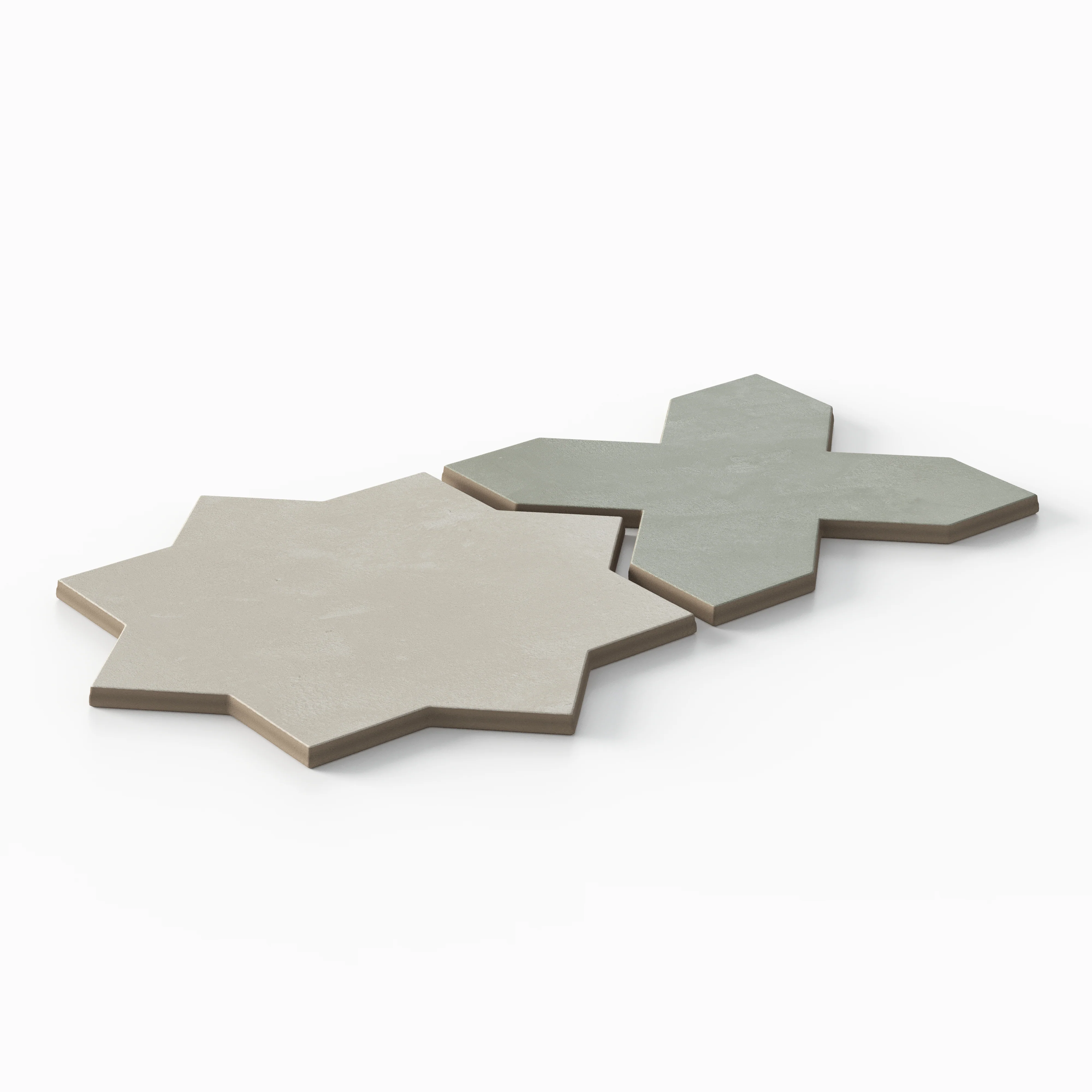 Isabel 11 x 11 Matte Porcelain Tile Star in Silverstone and Cross in Soft Sage - Image 3