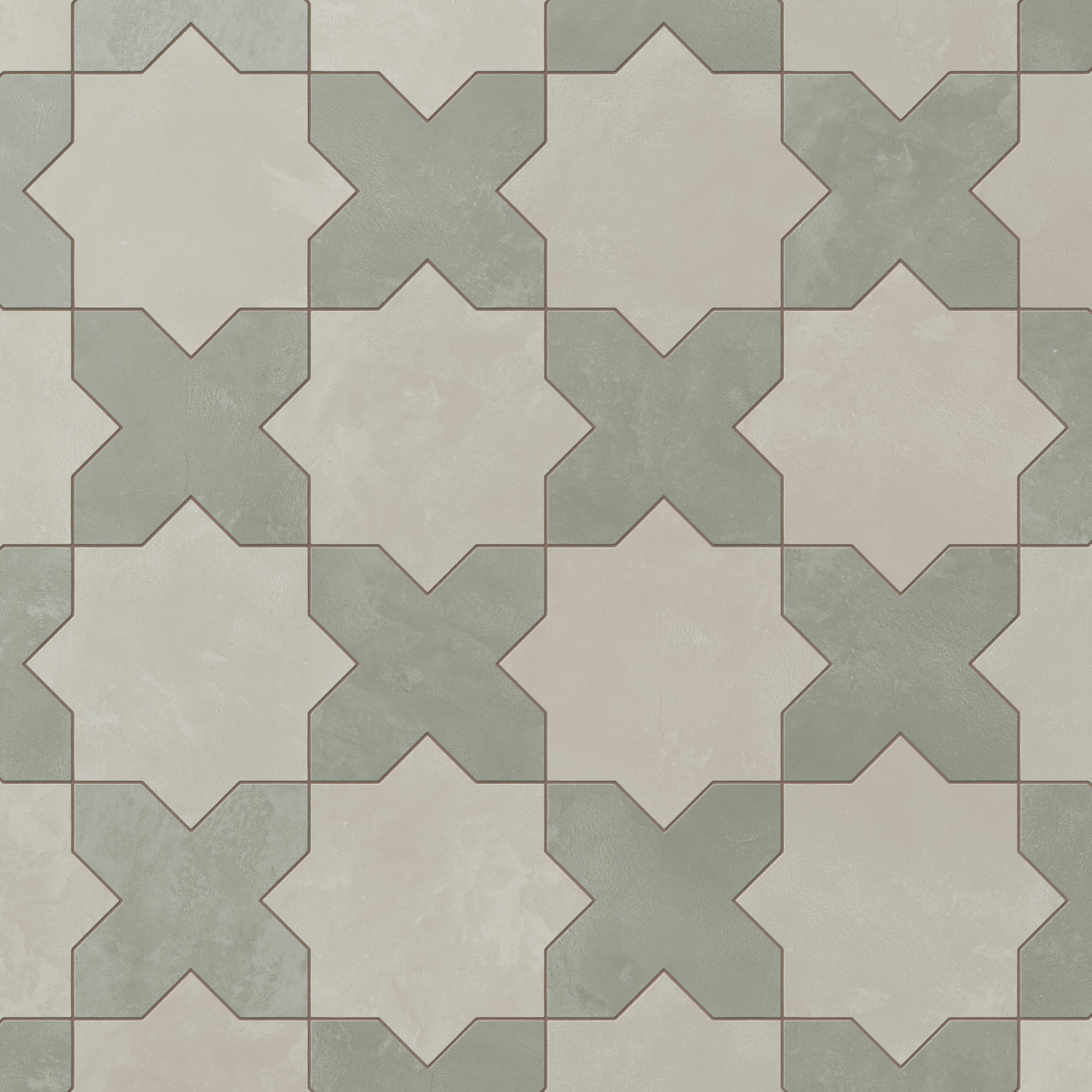 Isabel 11 x 11 Matte Porcelain Tile Star in Silverstone and Cross in Soft Sage - Image 4