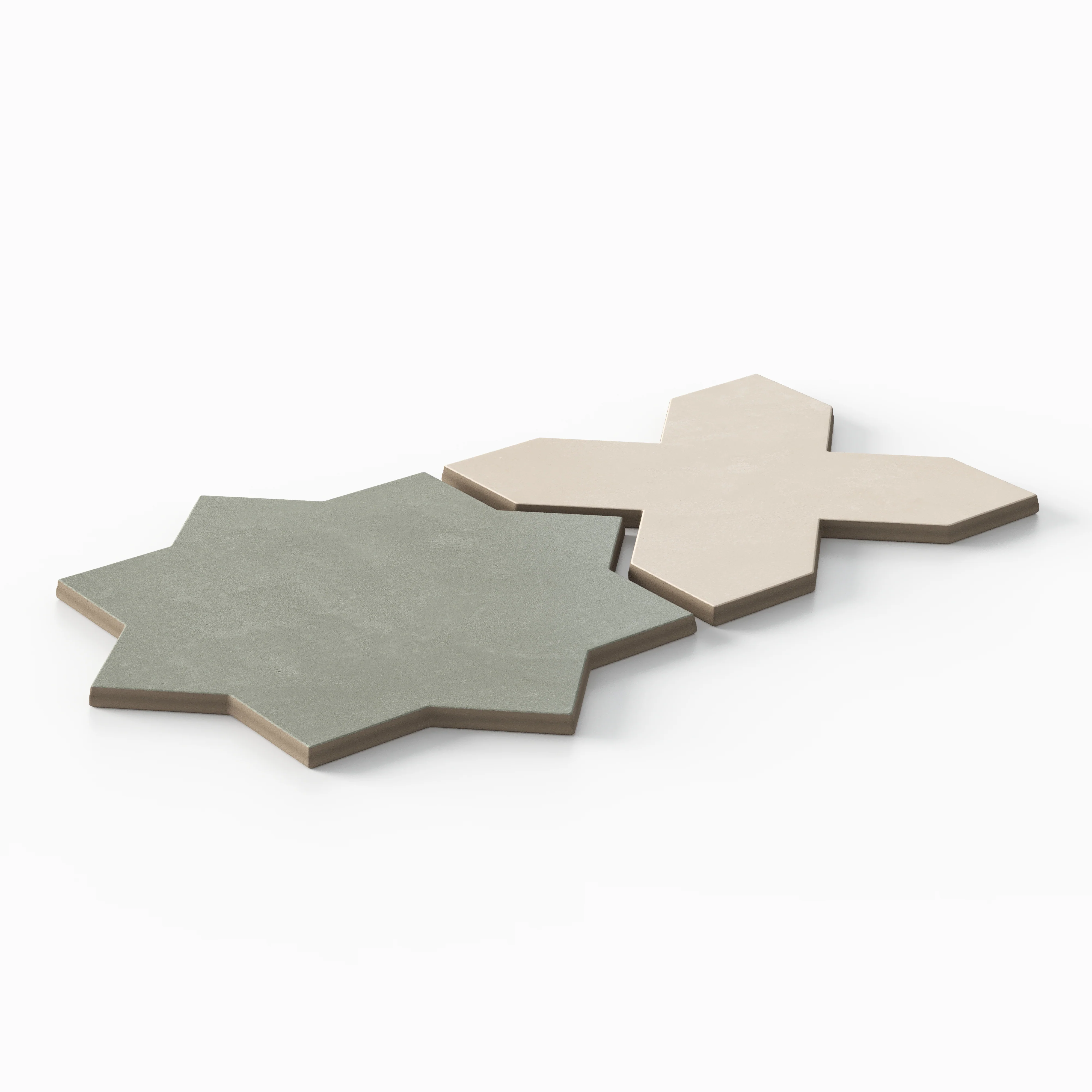 Isabel 11 x 11 Matte Porcelain Tile Star in Soft Sage and Cross in Frosted Linen - Image 3