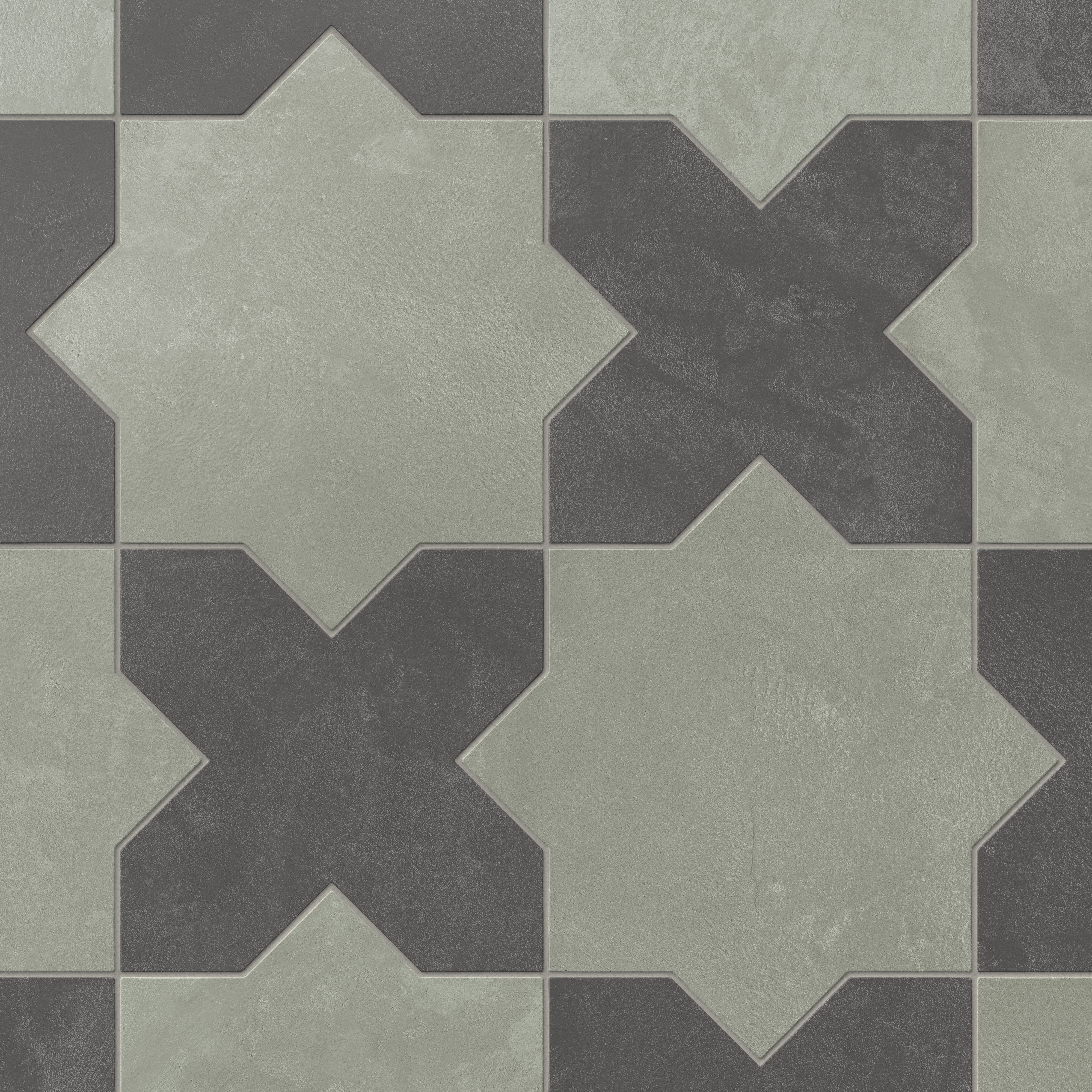Isabel 11 x 11 Matte Porcelain Tile Star in Soft Sage and Cross in Midnight Slate