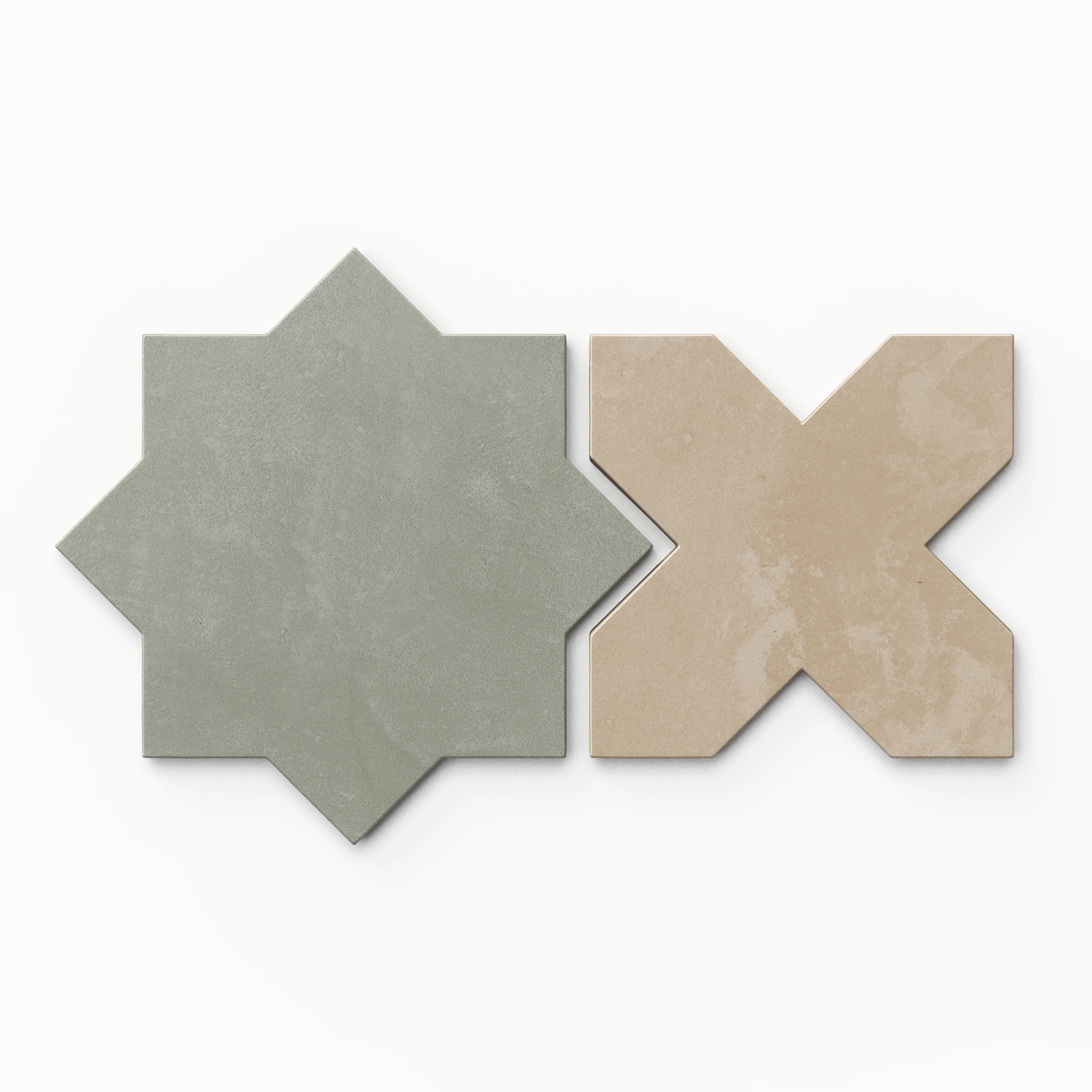 Isabel 11 x 11 Matte Porcelain Tile Star in Soft Sage and Cross in Sahara Sand - Image 2