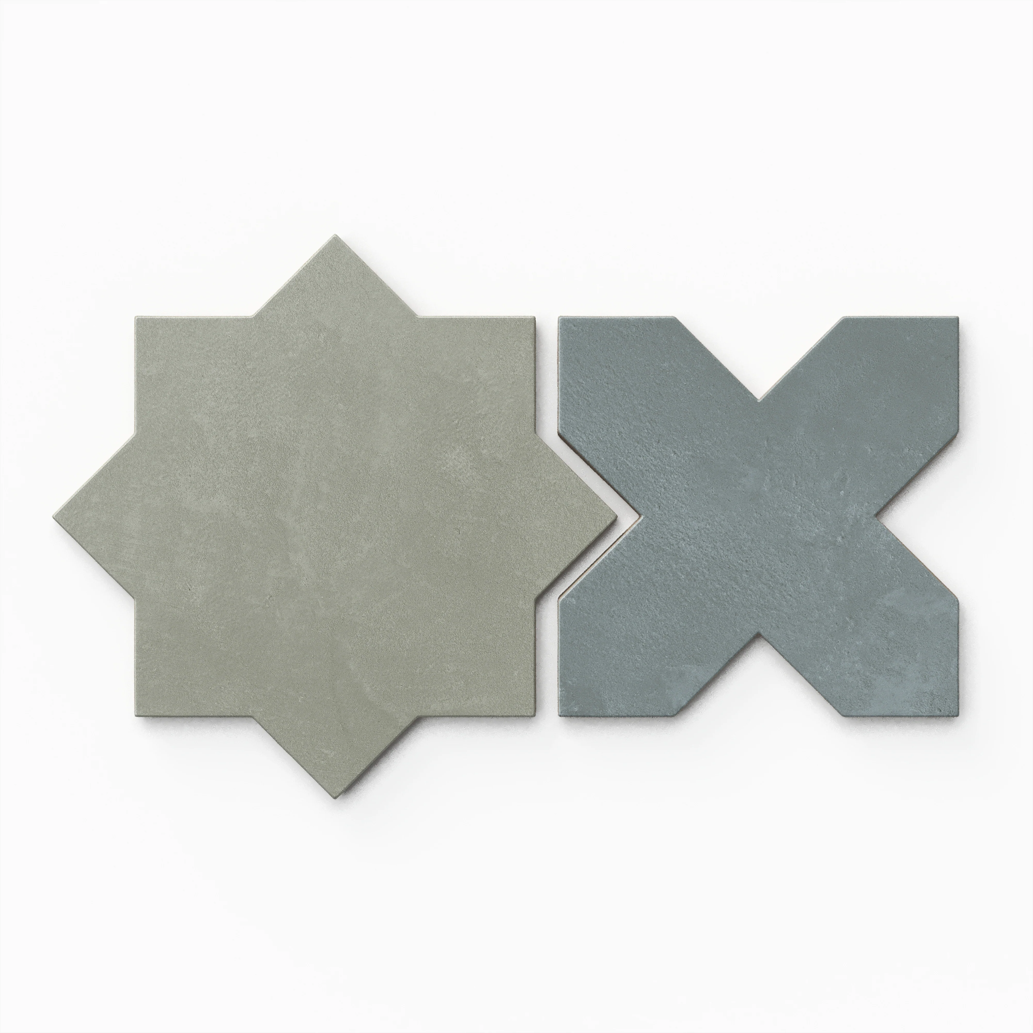 Isabel 11 x 11 Matte Porcelain Tile Star in Soft Sage and Cross in Saltwater - Image 2