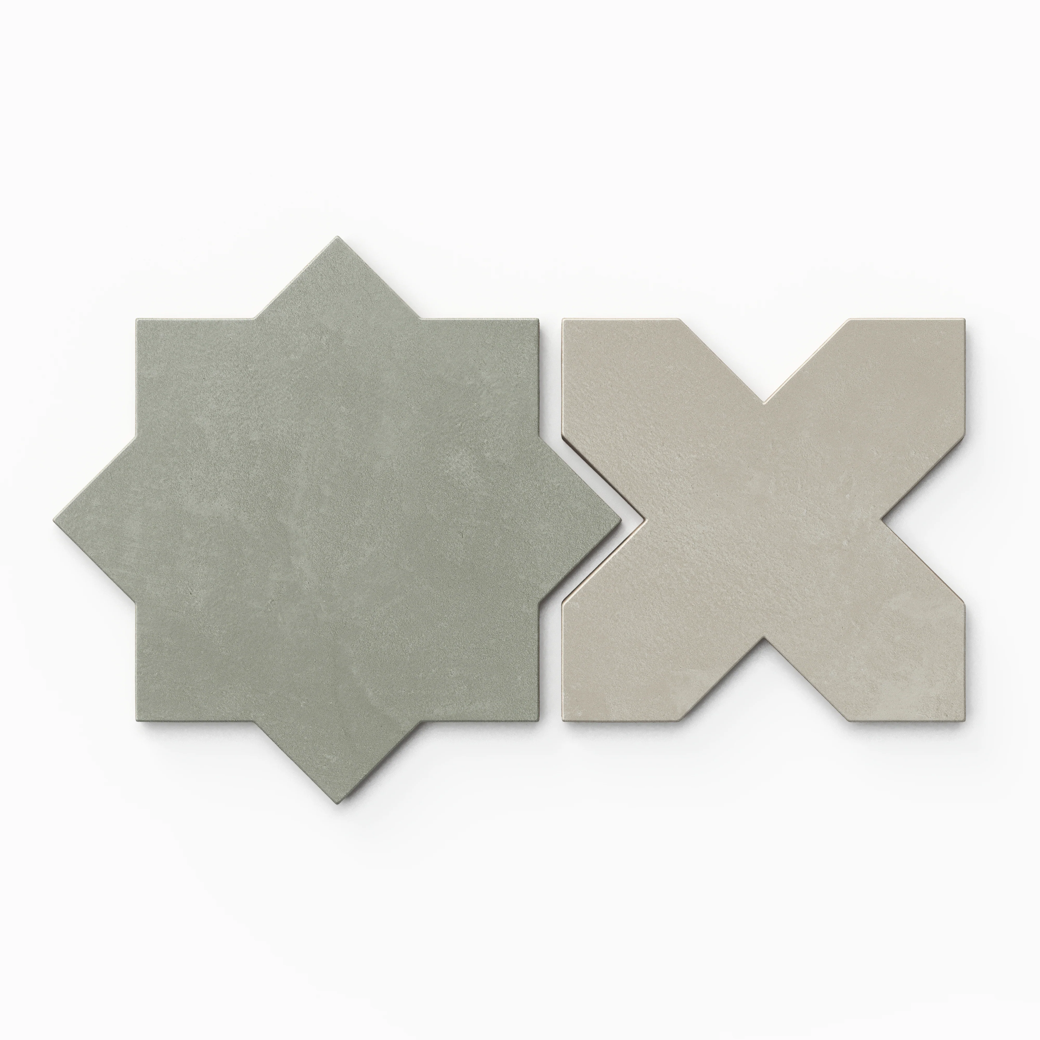 Isabel 11 x 11 Matte Porcelain Tile Star in Soft Sage and Cross in Silverstone - Image 2