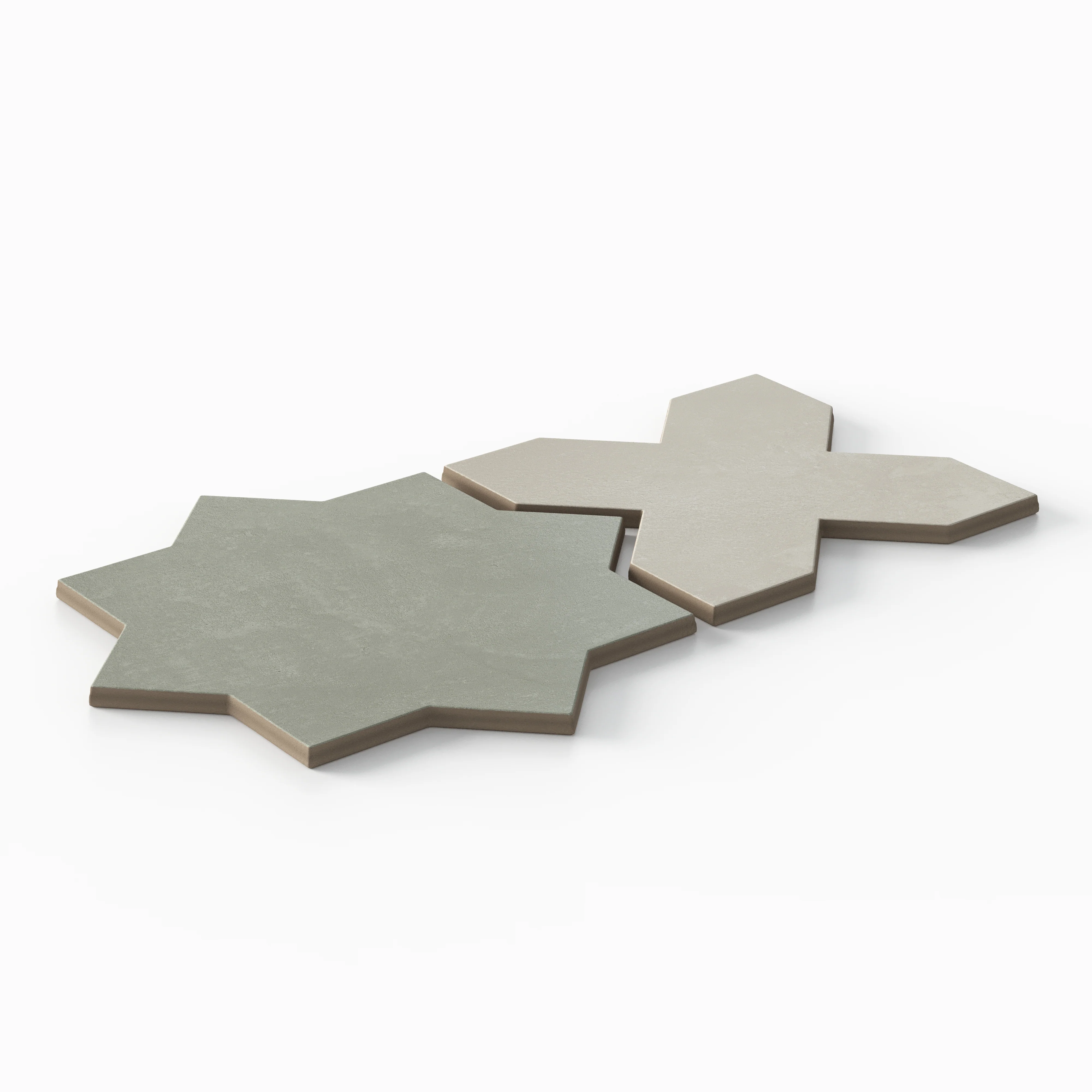 Isabel 11 x 11 Matte Porcelain Tile Star in Soft Sage and Cross in Silverstone - Image 3