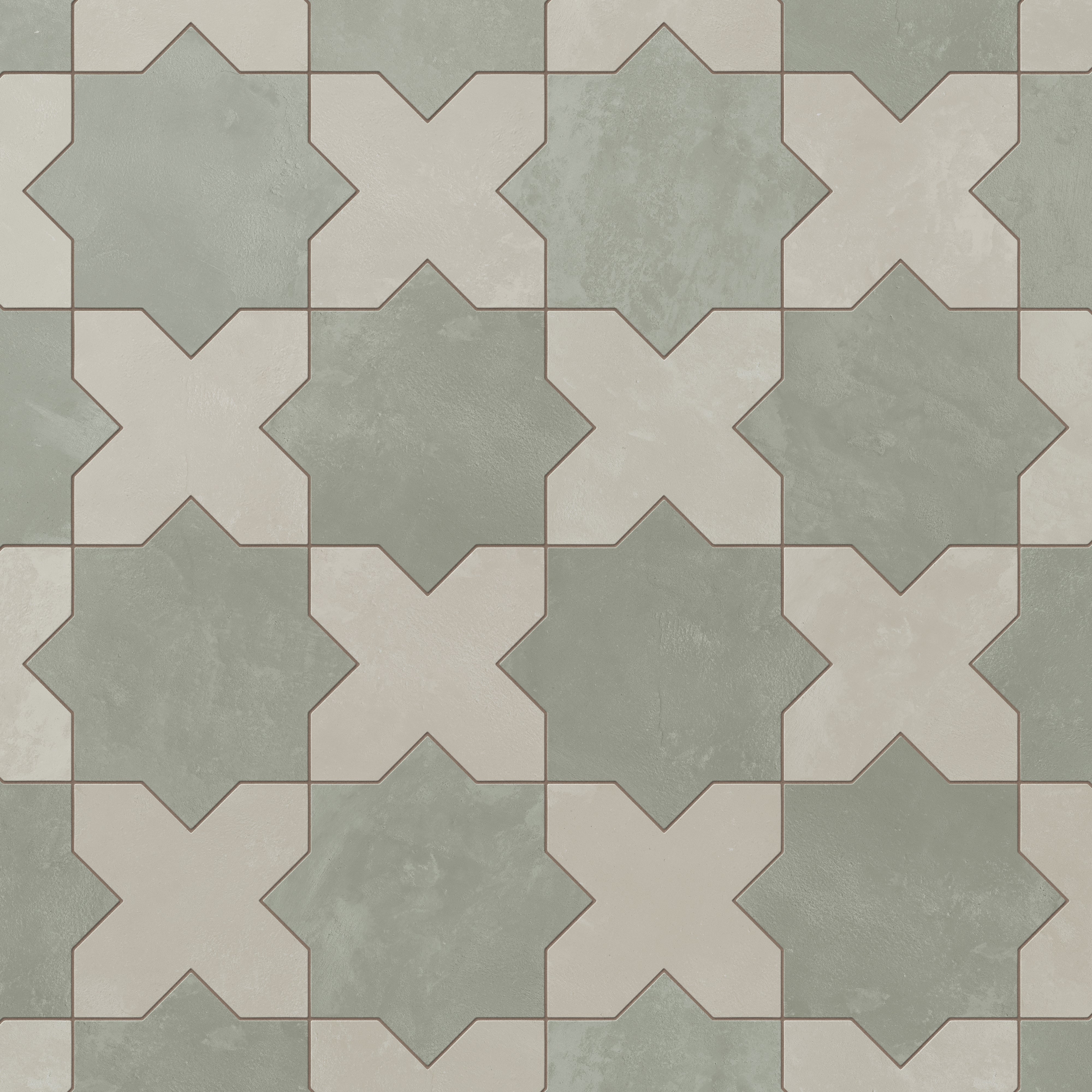 Isabel 11 x 11 Matte Porcelain Tile Star in Soft Sage and Cross in Silverstone - Image 4
