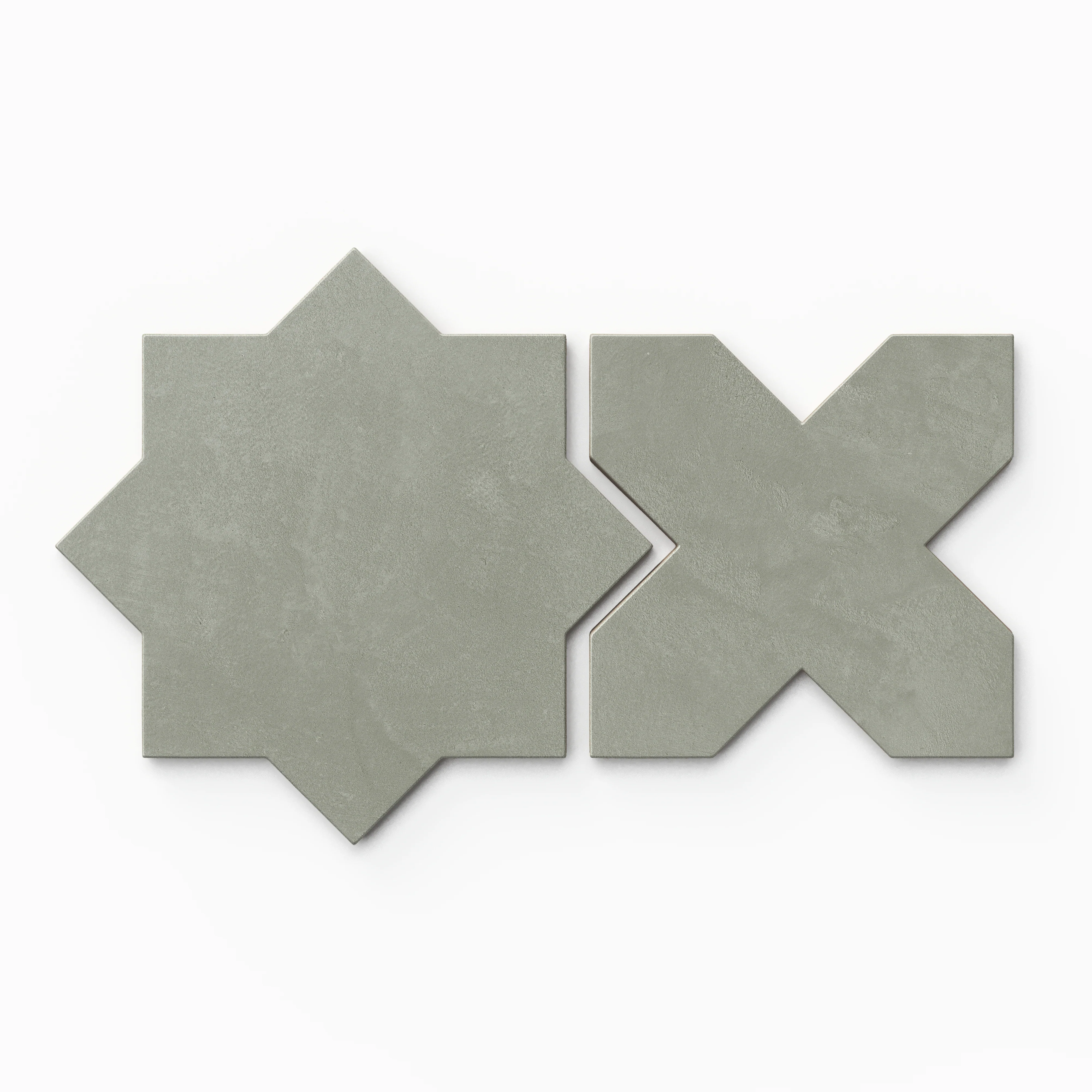 Isabel 11 x 11 Matte Porcelain Tile Star in Soft Sage and Cross in Soft Sage - Image 3