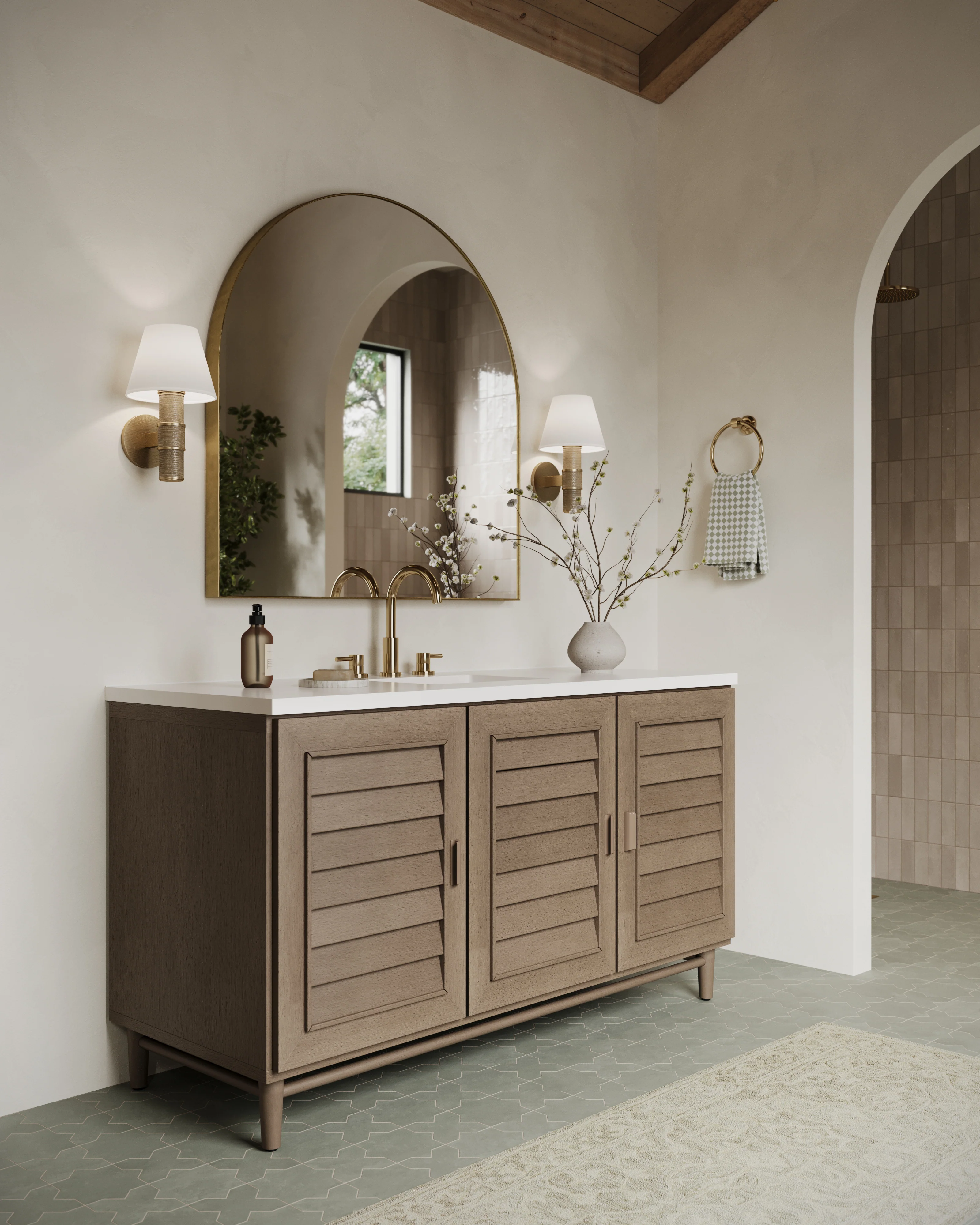 Isabel 11 x 11 Matte Porcelain Tile Star in Soft Sage and Cross in Soft Sage - Image 6