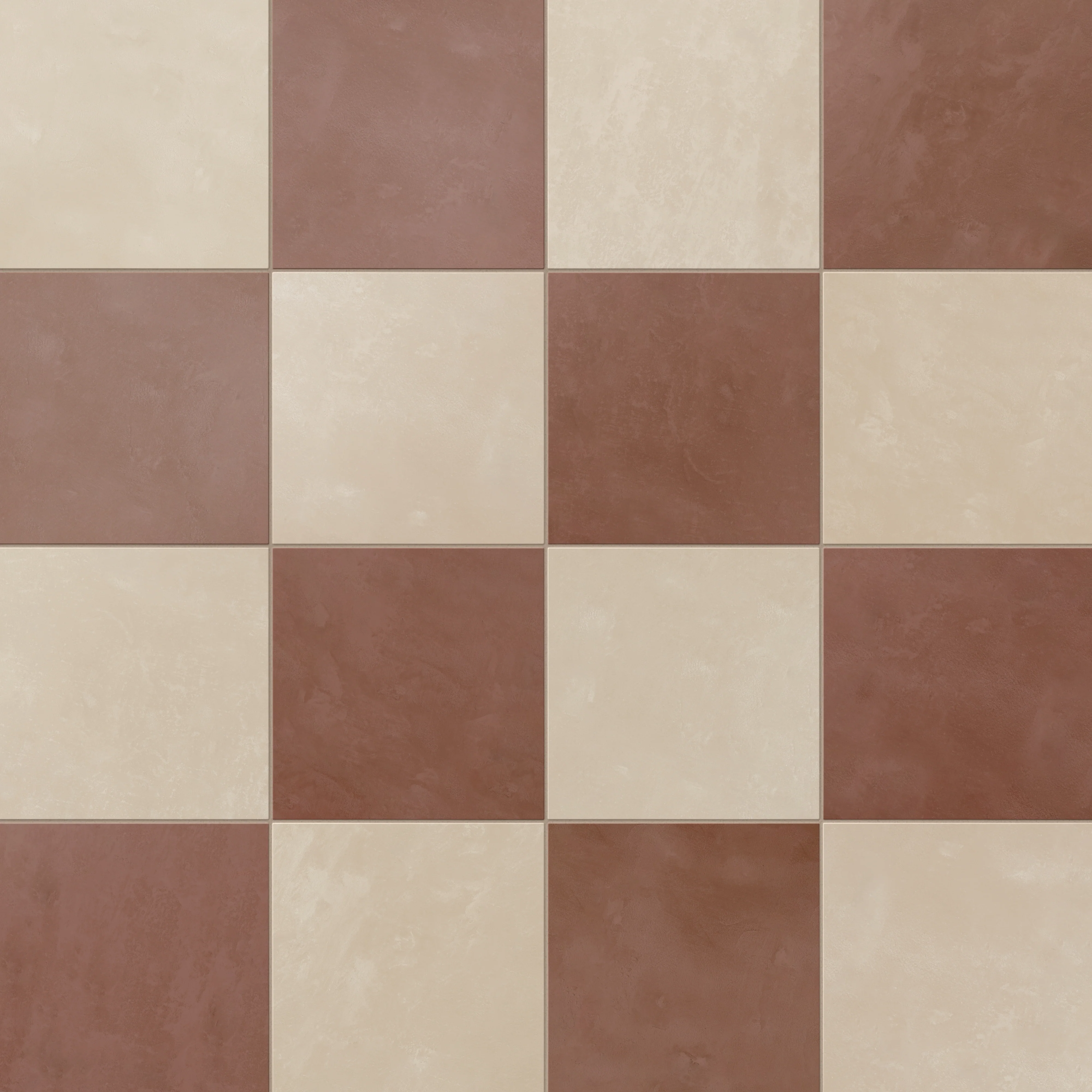 Isabel 6 x 6 Checkerboard Matte Porcelain Tile in Almond Mist and Burnt Umber