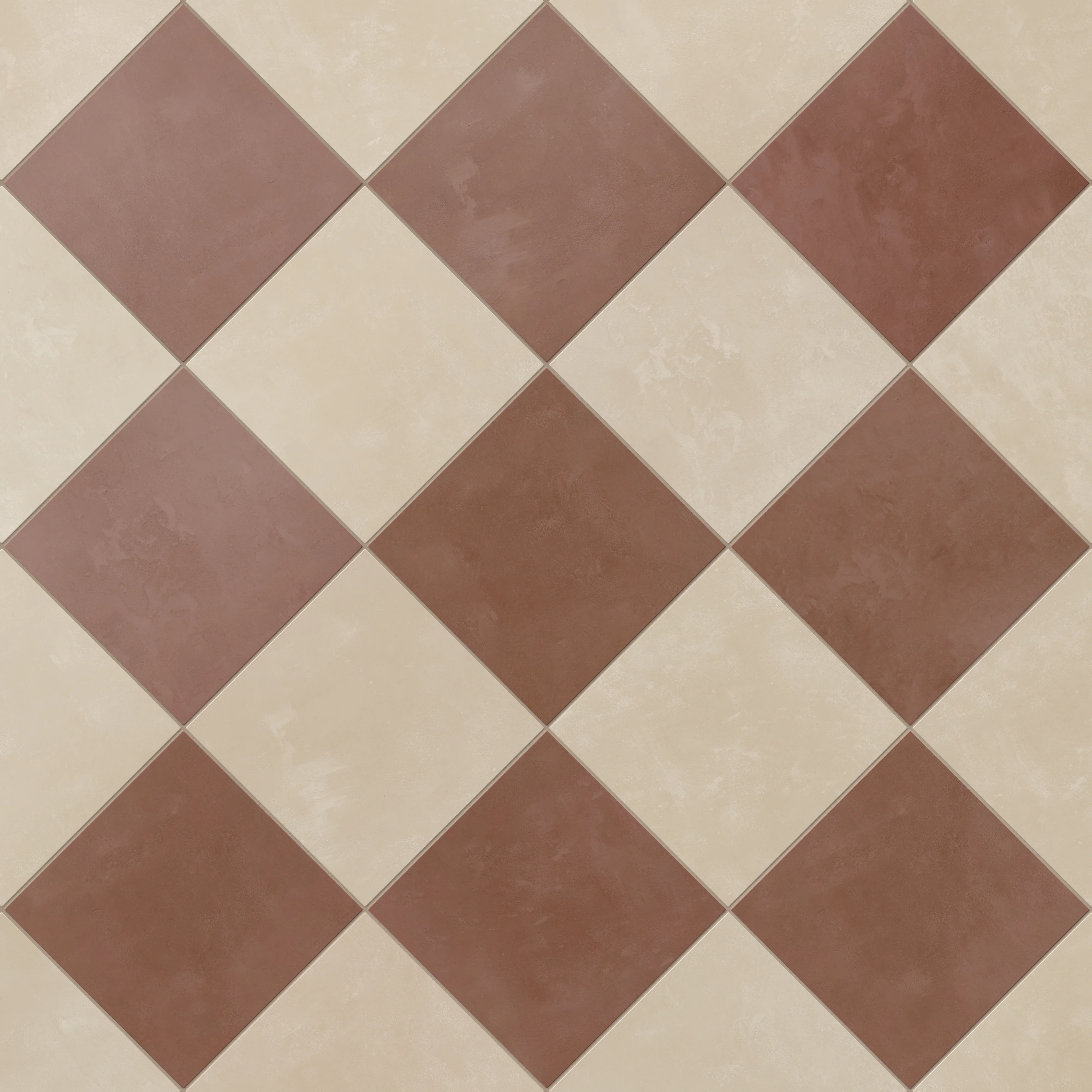 Isabel 6 x 6 Checkerboard Matte Porcelain Tile in Almond Mist and Burnt Umber - Image 4